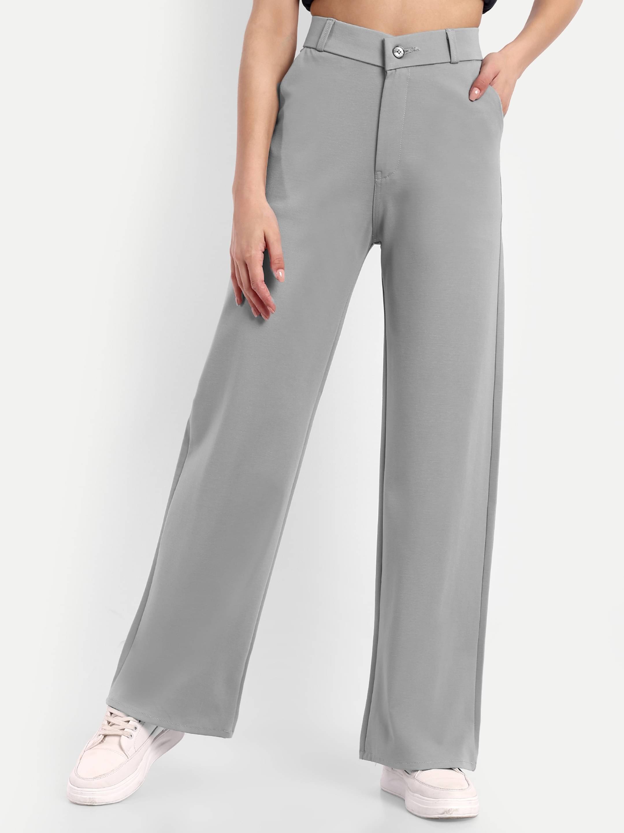     			Broadstar Pack of 1 Polyester Straight Women's Casual Pants ( Light Grey )