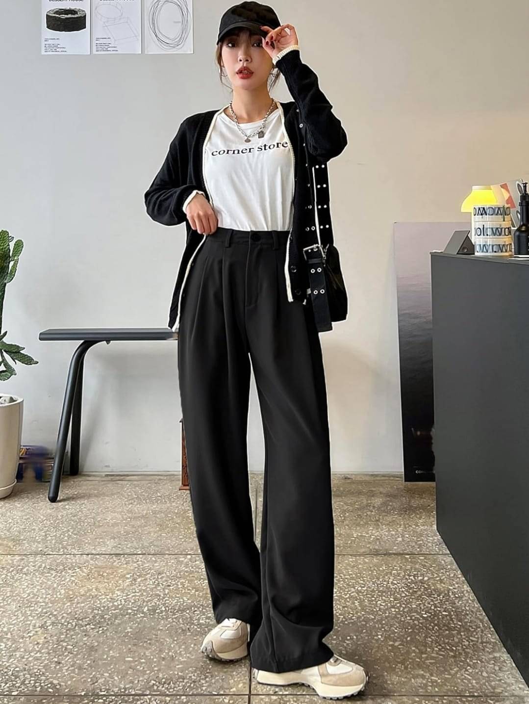     			Broadstar Pack of 1 Polyester Straight Women's Casual Pants ( Black )