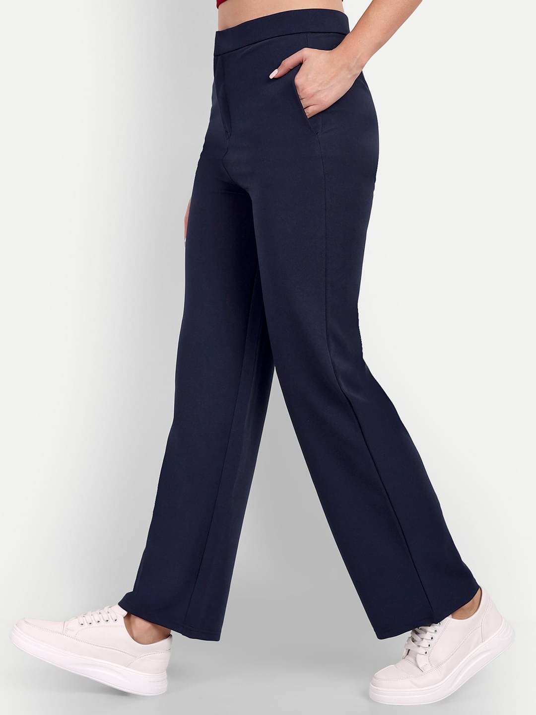     			Broadstar Pack of 1 Polyester Straight Women's Casual Pants ( Navy )