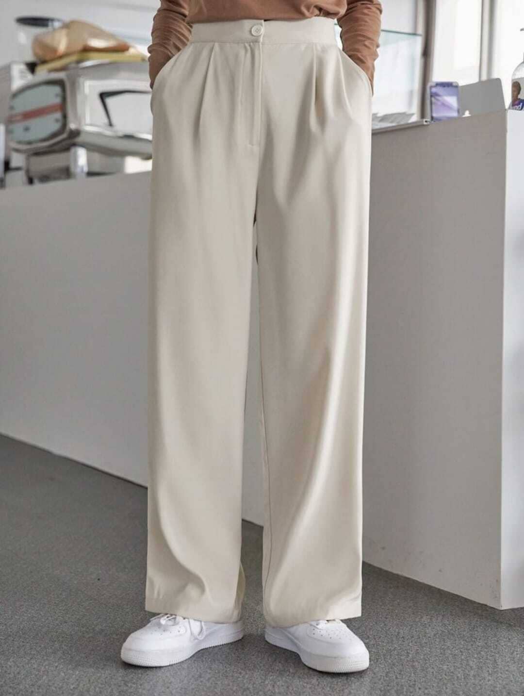Broadstar Pack of 1 Polyester Baggy Women's Casual Pants ( Beige ) - Trousers | Buy online on ZillyBuy