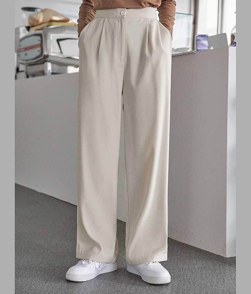 Broadstar Pack of 1 Polyester Baggy Women's Casual Pants ( Beige ) - Trousers | Buy online on ZillyBuy