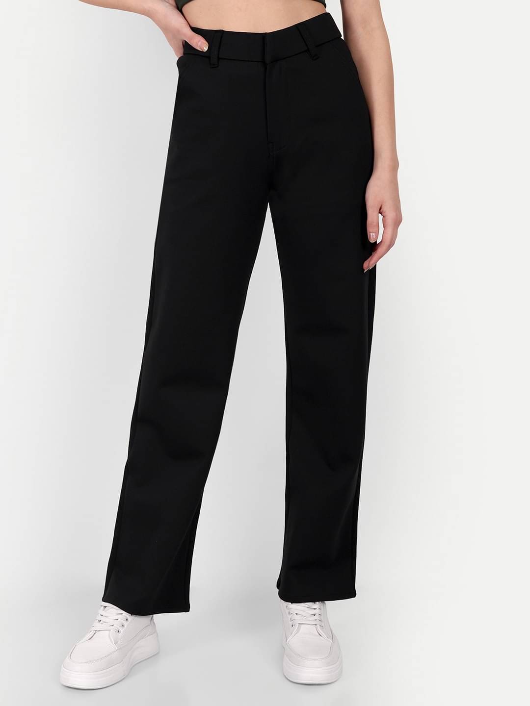     			Broadstar Pack of 1 Polyester Straight Women's Casual Pants ( Black )