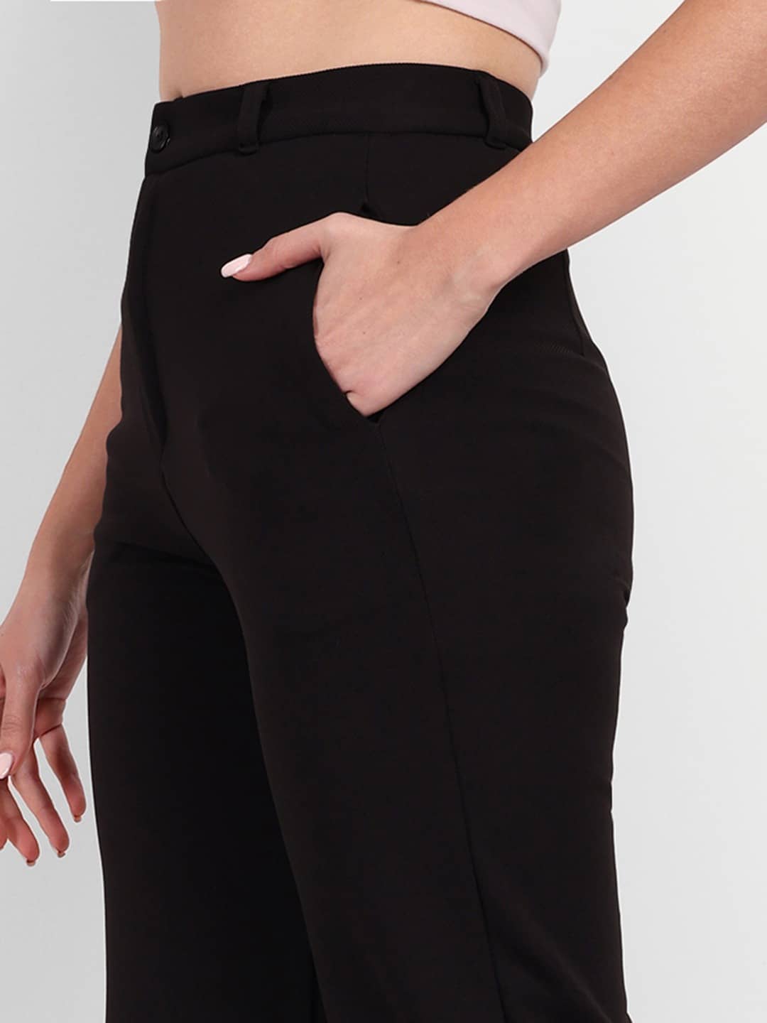 Broadstar Pack of 1 Polyester Straight Women's Casual Pants ( Black ) - Trousers | Buy online on ZillyBuy