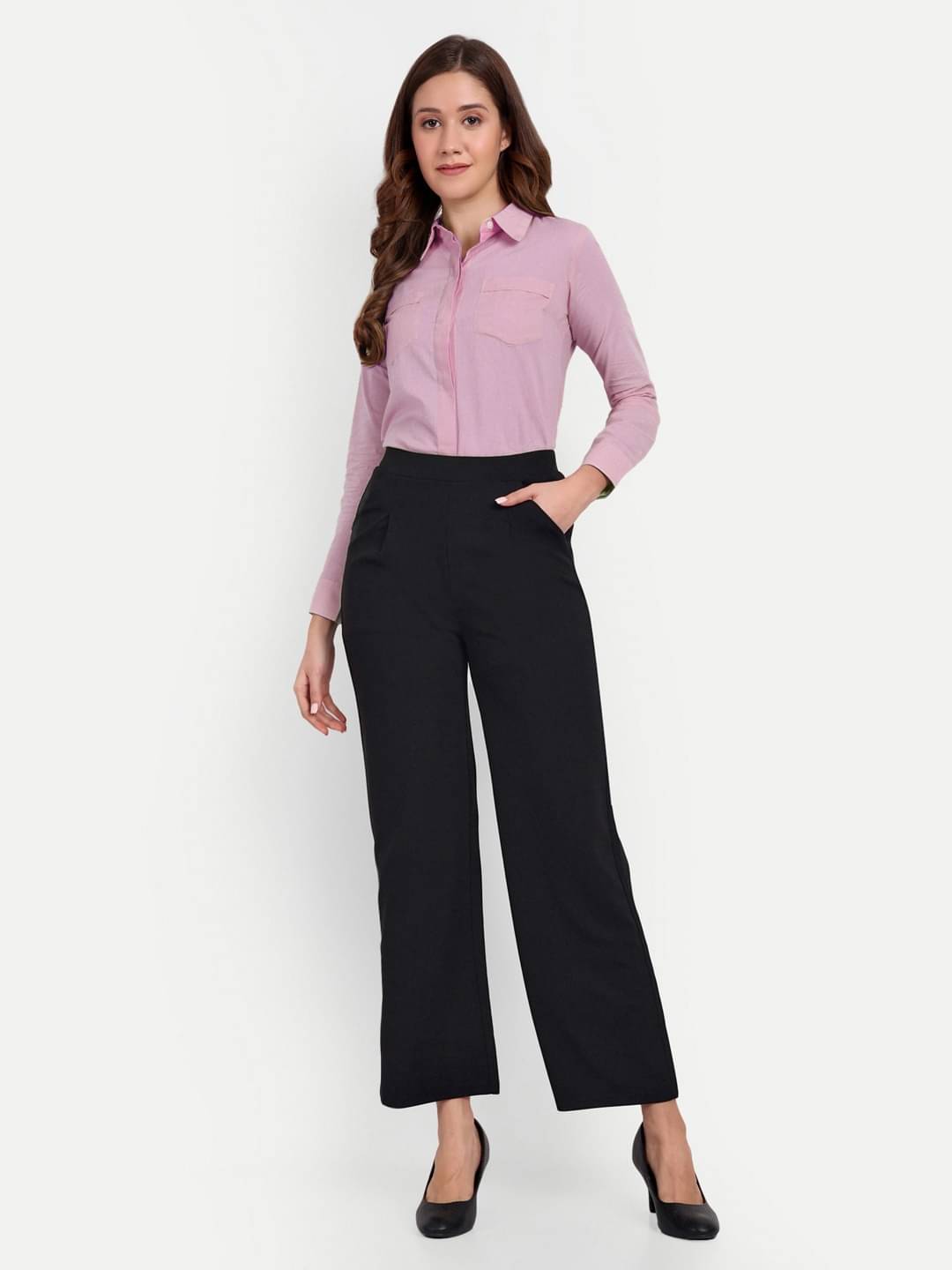     			Broadstar Pack of 1 Polyester Loose Women's Casual Pants ( Black )