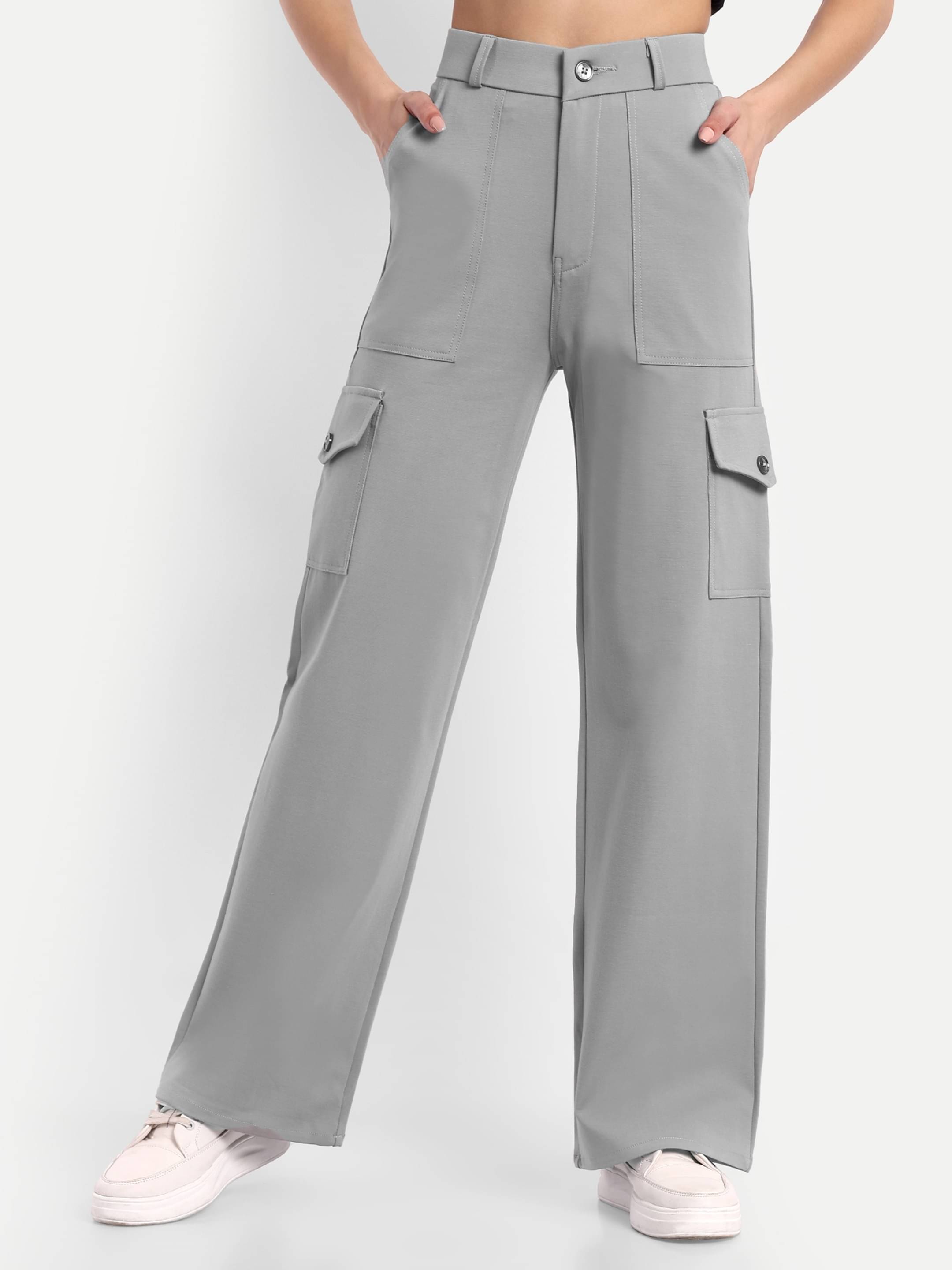    			Broadstar Pack of 1 Rayon Straight Women's Cargo Pants ( Light Grey )