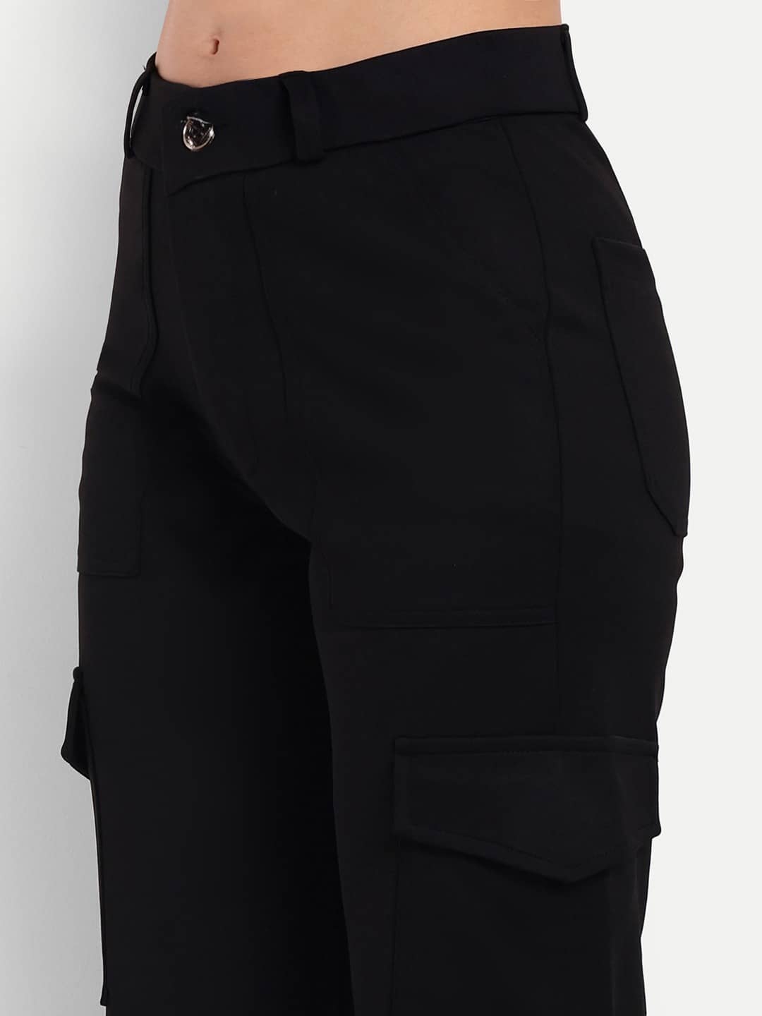 Broadstar Pack of 1 Rayon Straight Women's Cargo Pants ( Black ) - Trousers | Buy online on ZillyBuy