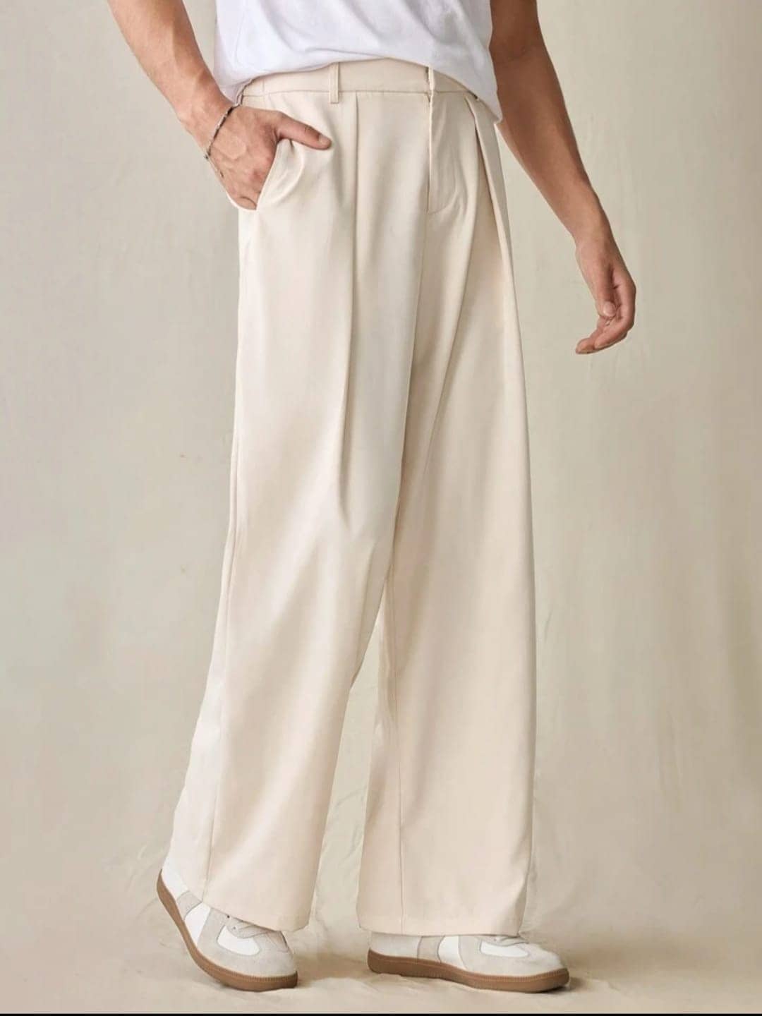 Broadstar Regular Pleated Men's Formal Trouser - Beige ( Pack of 1 ) - Trousers | Buy online on ZillyBuy