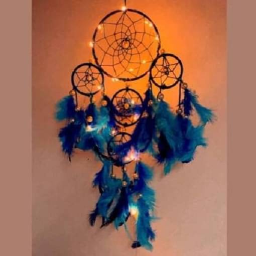     			DHRUVTAR STORE Blue Feather Dream Catcher - Pack of 1 ( 55 X 15 cms )