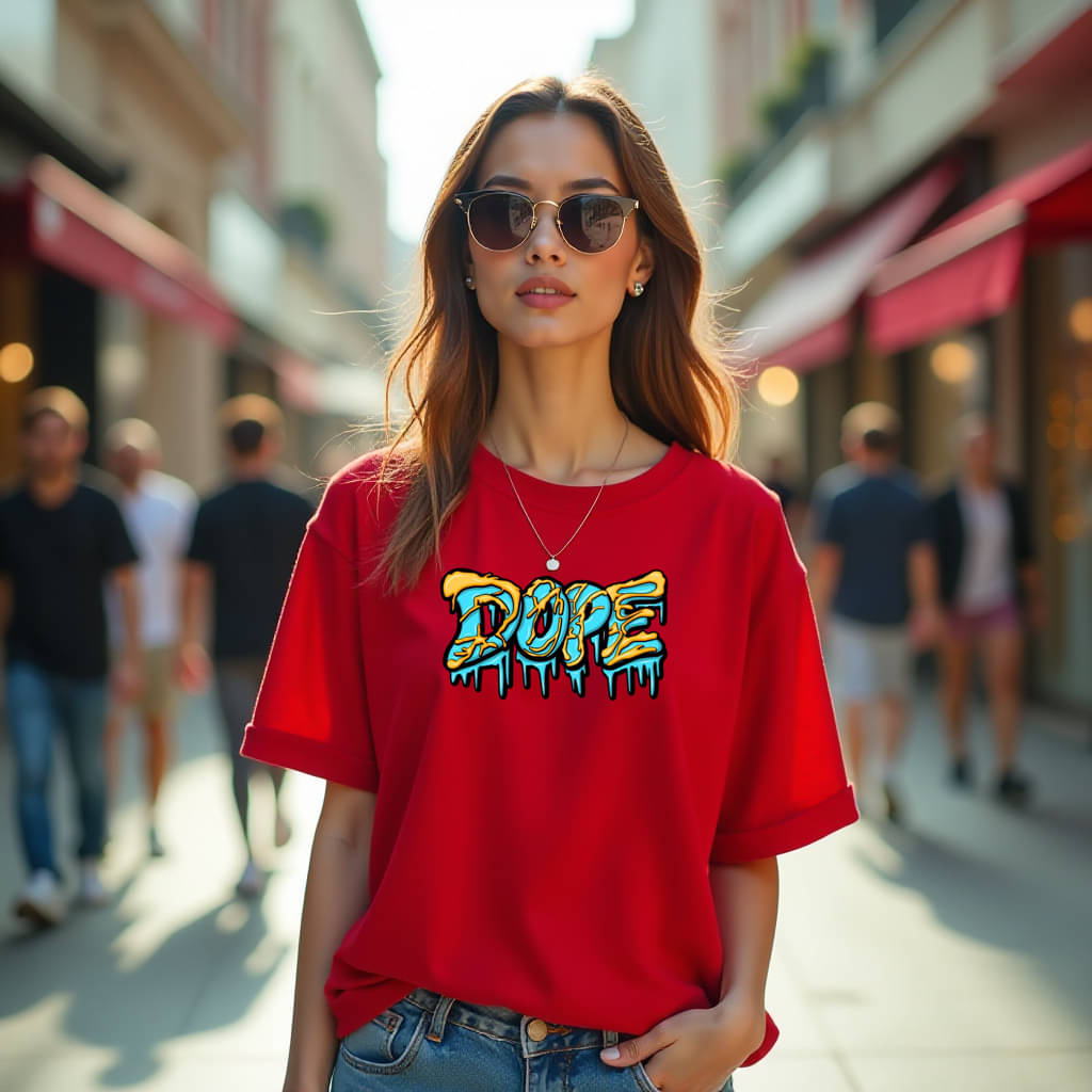 Diversify Women Cotton Blend Printed Oversized Fit Round Neck T-Shirt ( Red ) Diversify Women Cotton Blend Printed Oversized Fit Round Neck T-Shirt ( Red )