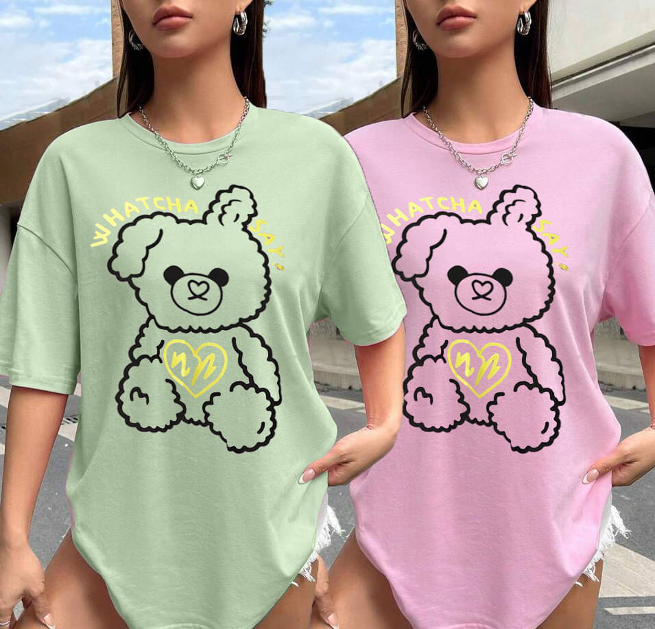 Diversify Women Cotton Blend Printed Oversized Fit Round Neck T-Shirt ( Pink )     			Diversify Women Cotton Blend Printed Oversized Fit Round Neck T-Shirt ( Pink )