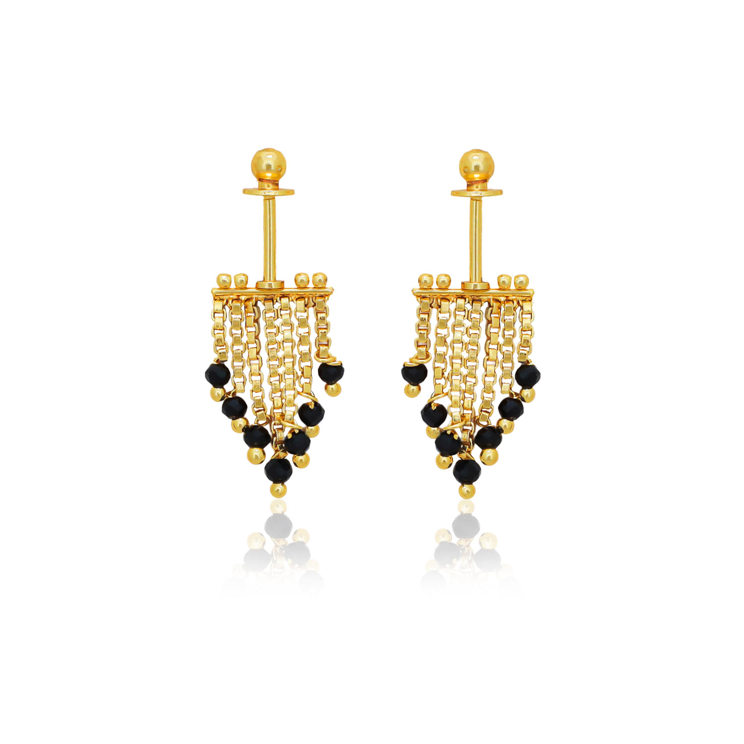     			Drashti Collection Golden Drop Earrings ( Pack of 1 )