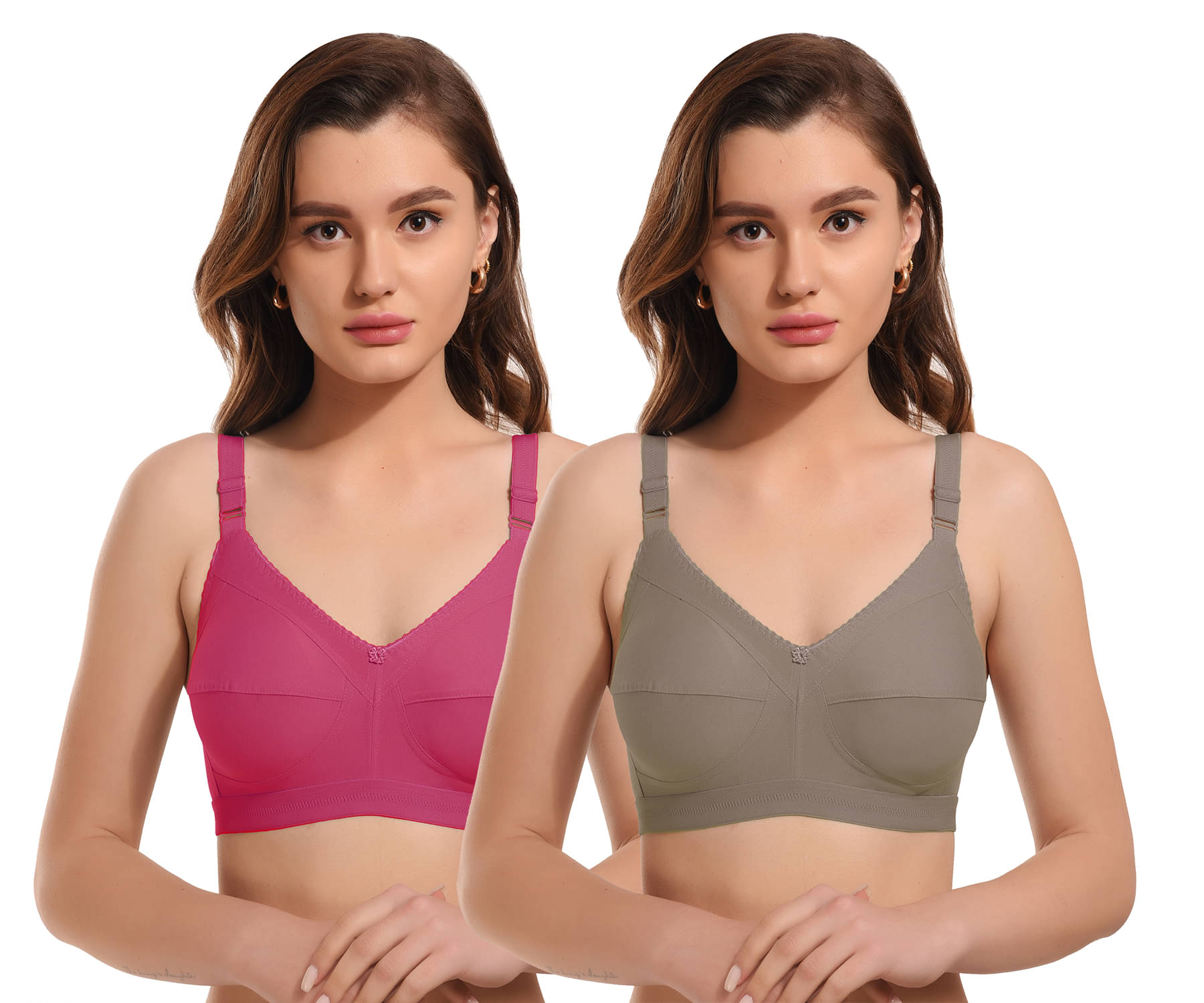 Elina Pack of 2 Cotton Non Padded Minimizer Bra For Women ( Multicolor ) Elina Pack of 2 Cotton Non Padded Minimizer Bra For Women ( Multicolor )
