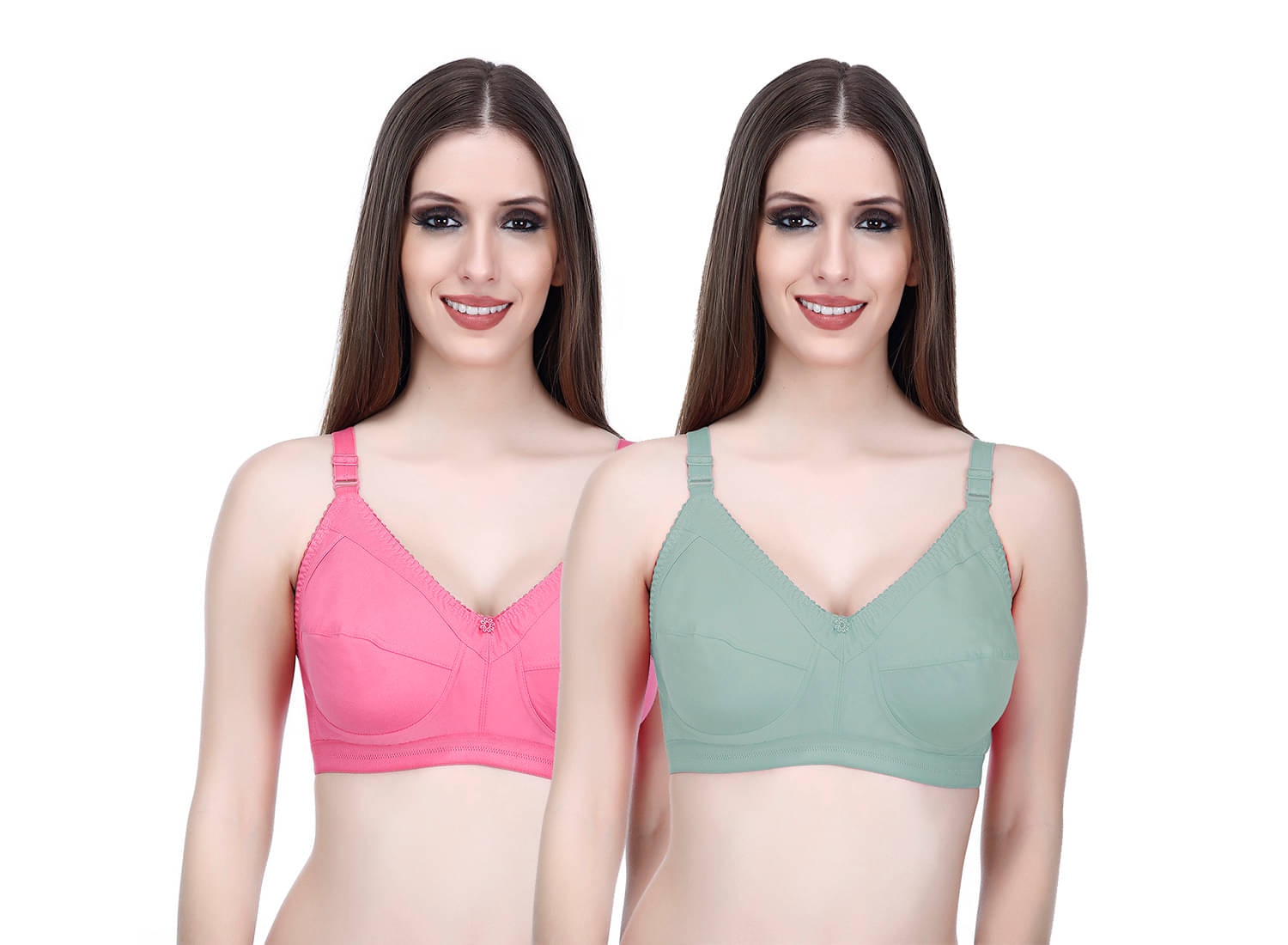 Elina Pack of 2 Cotton Non Padded Minimizer Bra For Women ( Multicolor )     			Elina Pack of 2 Cotton Non Padded Minimizer Bra For Women ( Multicolor )