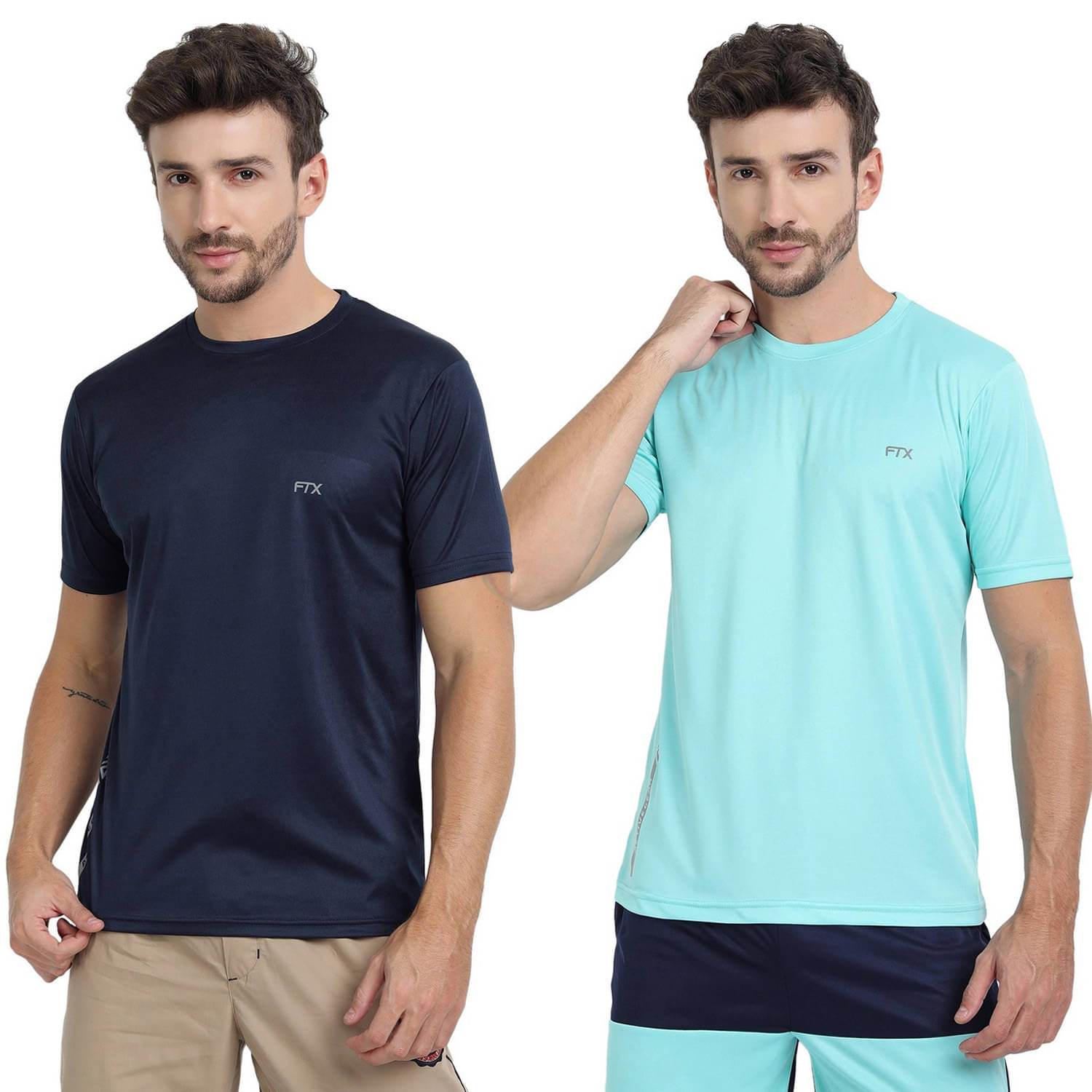 FTX Polyester Regular Fit Solid Half Sleeves Men's Round T-Shirt - Navy ( Pack of 2 ) FTX Polyester Regular Fit Solid Half Sleeves Men's Round T-Shirt - Navy ( Pack of 2 )