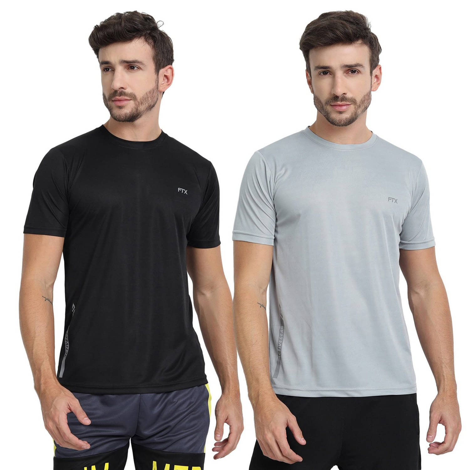    			FTX Polyester Regular Fit Solid Half Sleeves Men's Round T-Shirt - Black ( Pack of 2 )