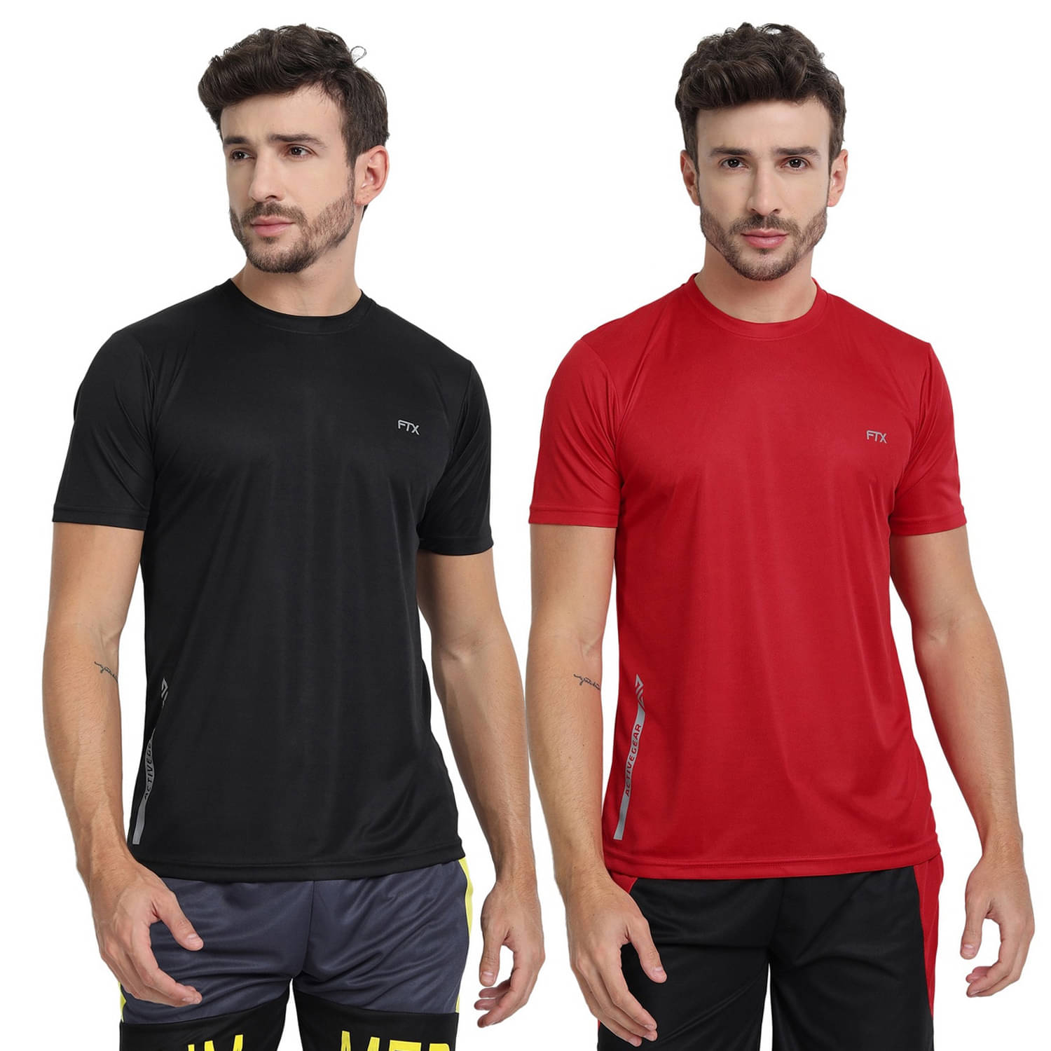     			FTX Polyester Regular Fit Solid Half Sleeves Men's Round T-Shirt - Charcoal ( Pack of 2 )