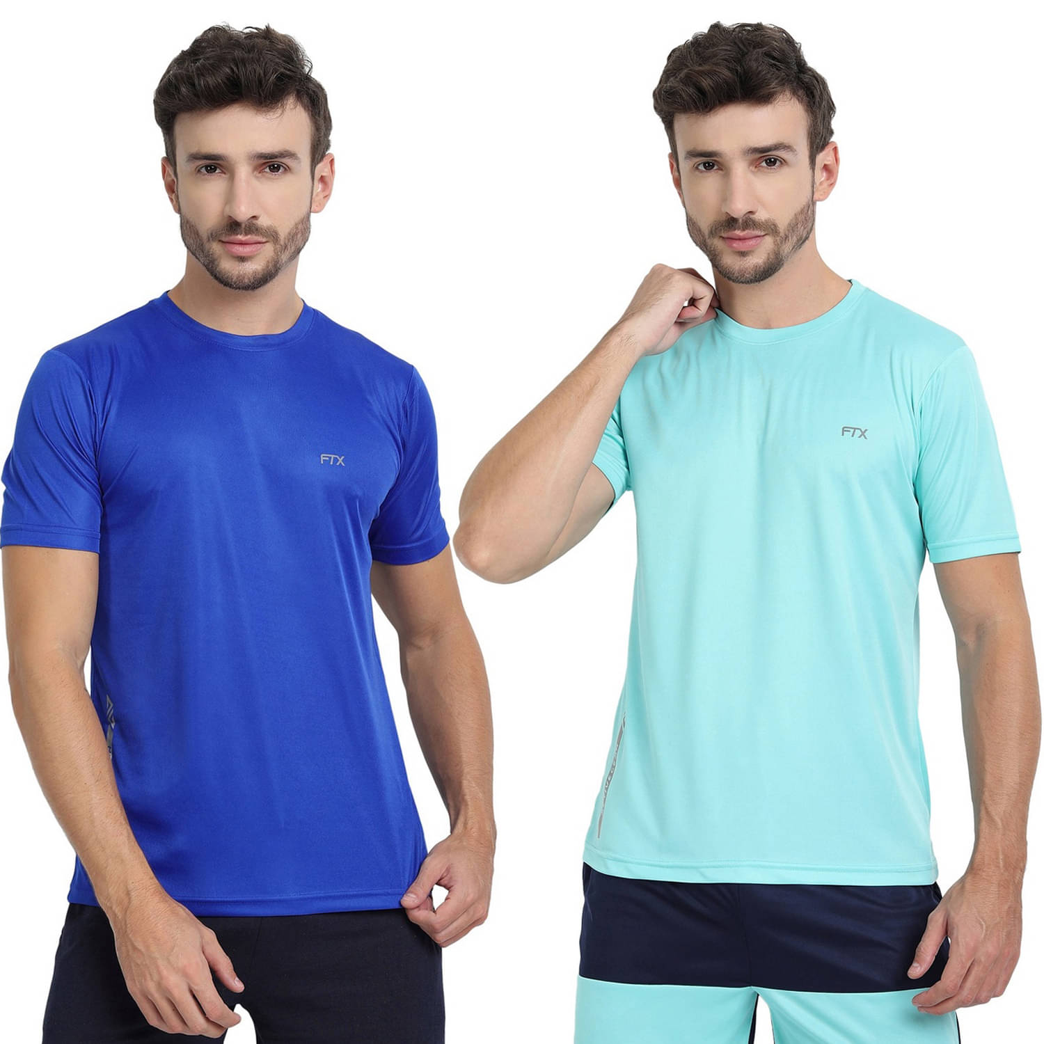 FTX Polyester Regular Fit Solid Half Sleeves Men's Round T-Shirt - Aqua Blue ( Pack of 2 ) FTX Polyester Regular Fit Solid Half Sleeves Men's Round T-Shirt - Aqua Blue ( Pack of 2 )
