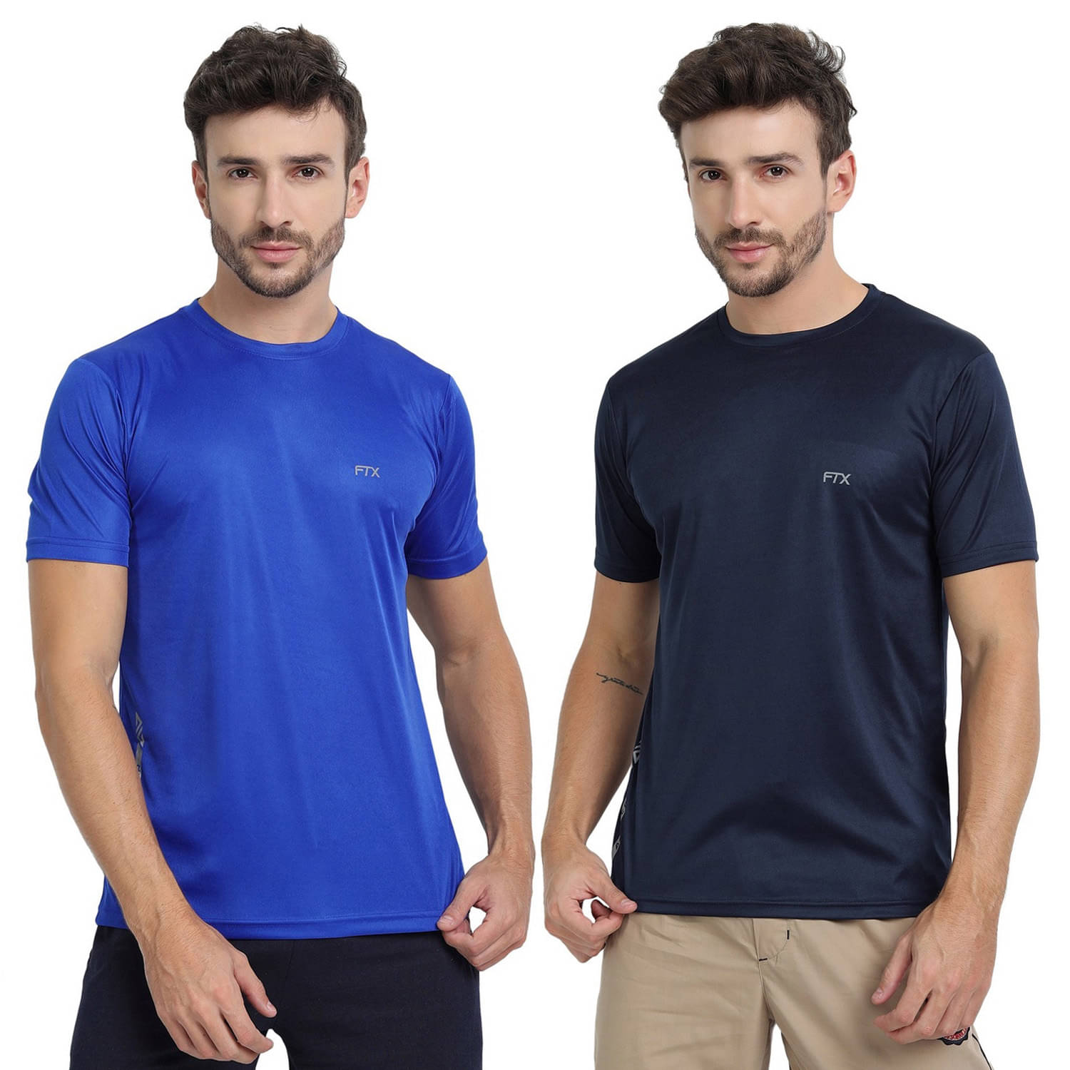 FTX Polyester Regular Fit Solid Half Sleeves Men's Round T-Shirt - Navy ( Pack of 2 ) FTX Polyester Regular Fit Solid Half Sleeves Men's Round T-Shirt - Navy ( Pack of 2 )