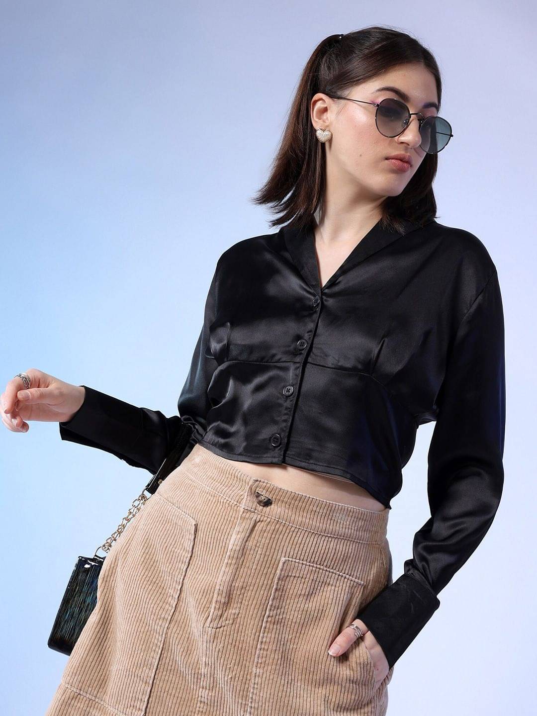     			Freehand Women's Polyester Regular Top ( Black )