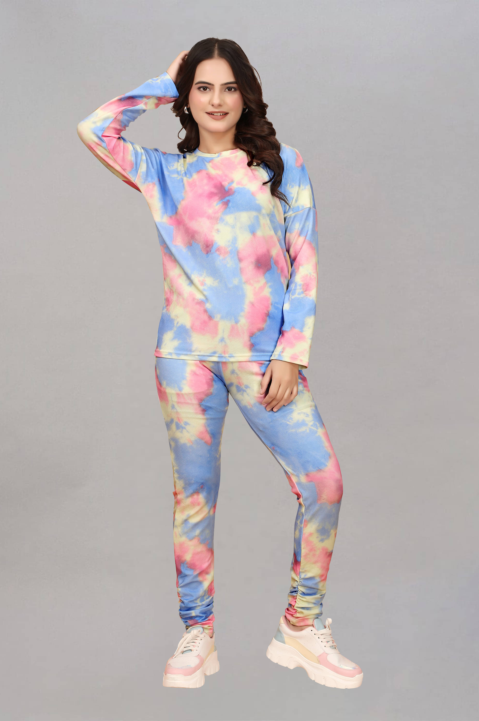     			INFRIM Blue Cotton Blend Printed Tracksuit - Pack of 1