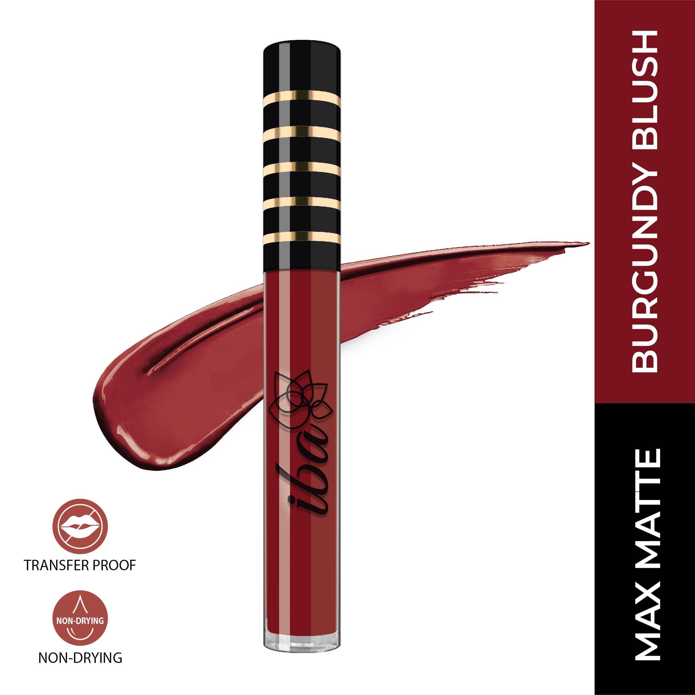 Iba Maxx Matte Liquid Lipstick Burgundy Blush, 2.6 ml , Transfer Proof , Non Drying (Pack of 1)