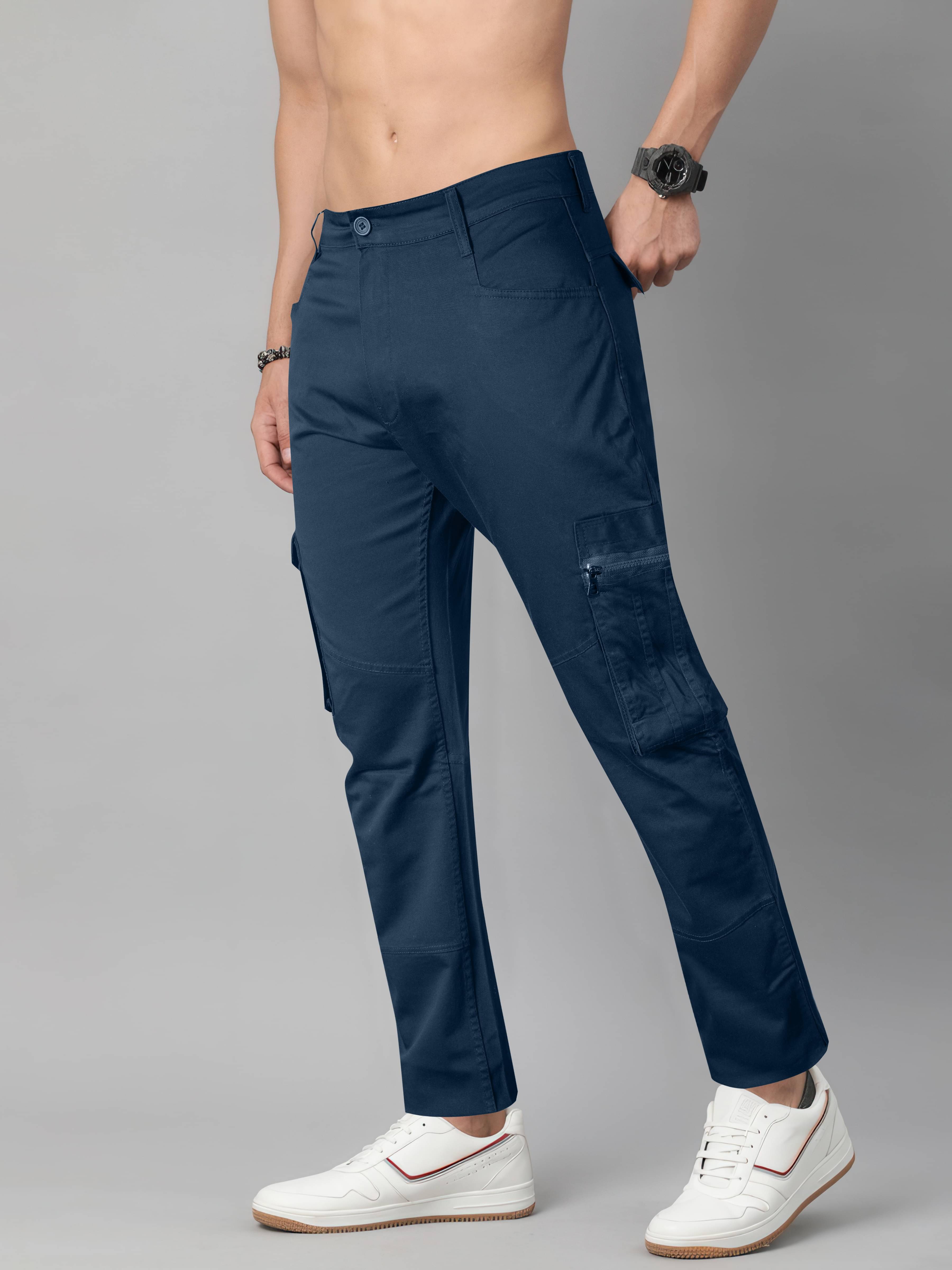 JB JUST BLACK Regular Flat Men's Cargos - Navy Blue ( Pack of 1 ) JB JUST BLACK Regular Flat Men's Cargos - Navy Blue ( Pack of 1 )