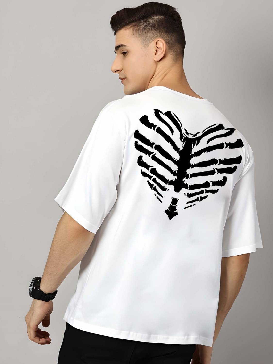 Kaido Cotton Oversized Fit Self Design Half Sleeves Men's Round T-Shirt - White ( Pack of 1 ) Kaido Cotton Oversized Fit Self Design Half Sleeves Men's Round T-Shirt - White ( Pack of 1 )