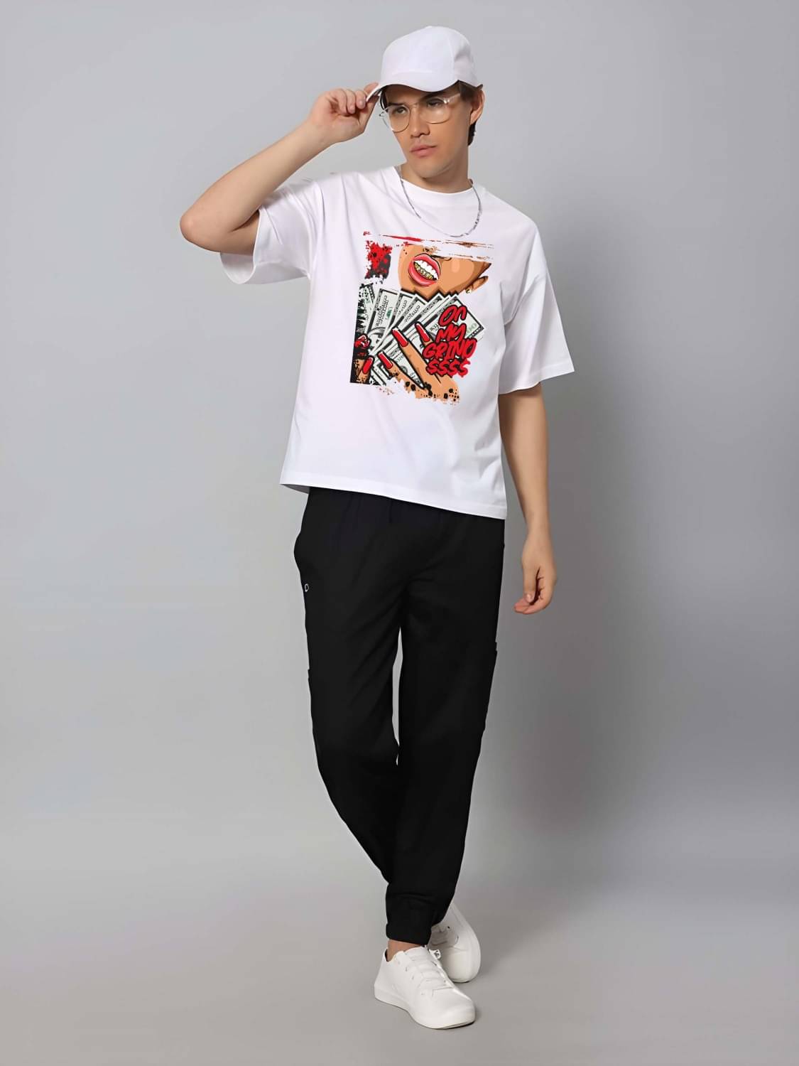 Kaido Cotton Oversized Fit Self Design Half Sleeves Men's Round T-Shirt - White ( Pack of 1 ) Kaido Cotton Oversized Fit Self Design Half Sleeves Men's Round T-Shirt - White ( Pack of 1 )