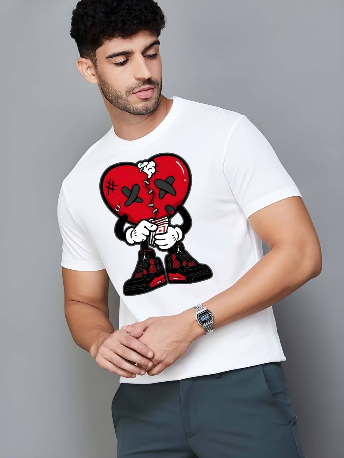 Kaido Cotton Regular Fit Self Design Half Sleeves Men's Round T-Shirt - White ( Pack of 1 ) Kaido Cotton Regular Fit Self Design Half Sleeves Men's Round T-Shirt - White ( Pack of 1 )