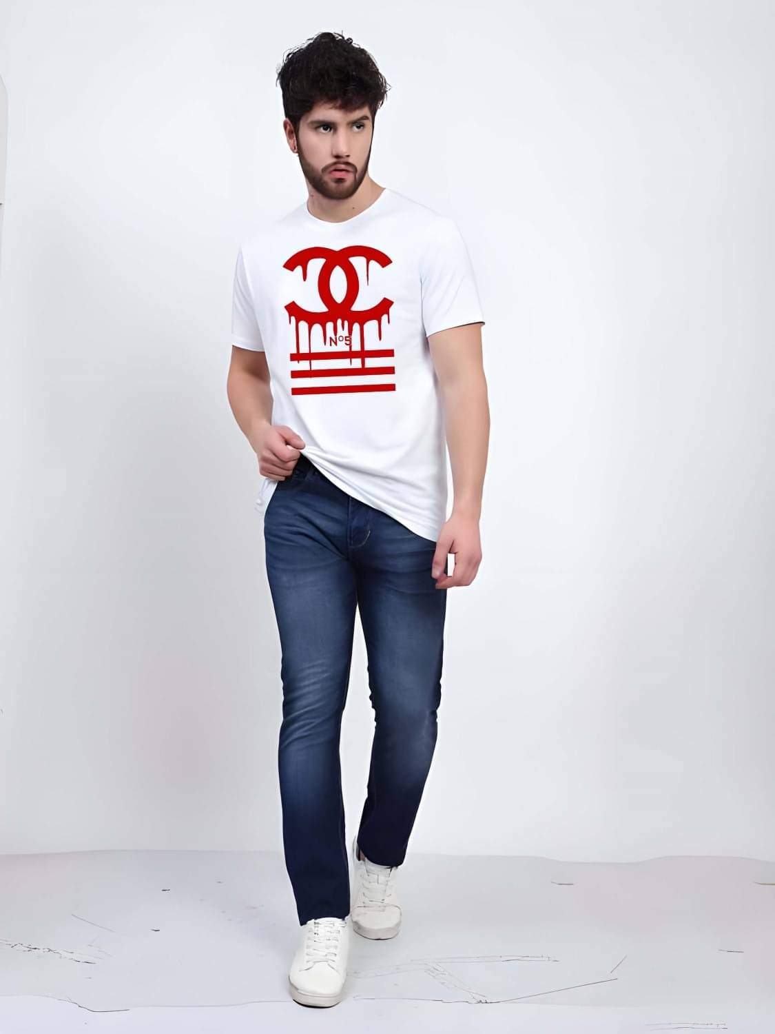 Kaido Cotton Regular Fit Self Design Half Sleeves Men's Round T-Shirt - White ( Pack of 1 ) Kaido Cotton Regular Fit Self Design Half Sleeves Men's Round T-Shirt - White ( Pack of 1 )