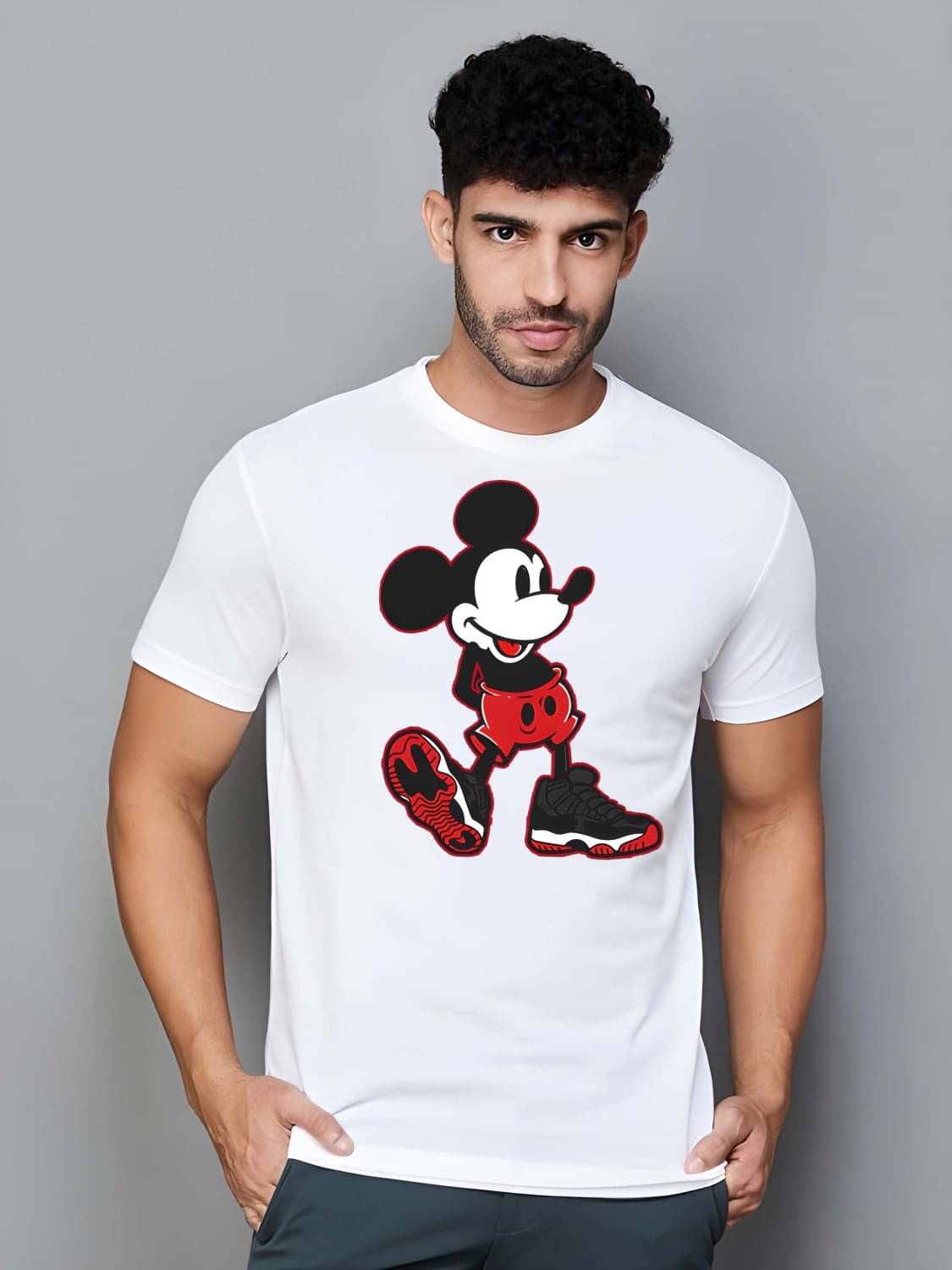     			Kaido Cotton Regular Fit Self Design Half Sleeves Men's Round T-Shirt - White ( Pack of 1 )