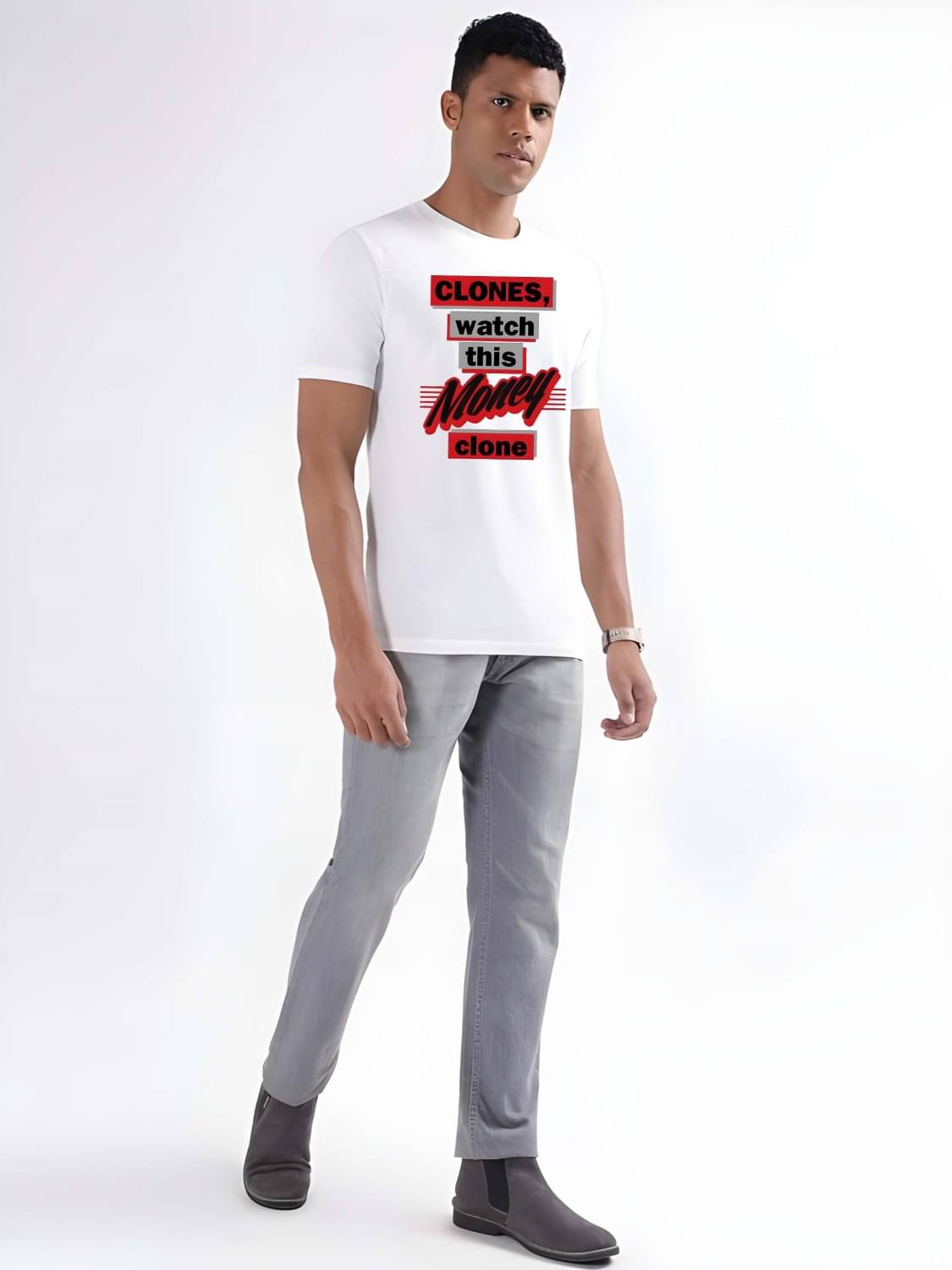 Kaido Cotton Regular Fit Self Design Half Sleeves Men's Round T-Shirt - White ( Pack of 1 ) Kaido Cotton Regular Fit Self Design Half Sleeves Men's Round T-Shirt - White ( Pack of 1 )
