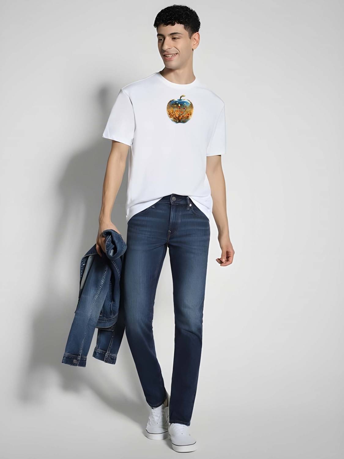     			Kaido Cotton Regular Fit Self Design Half Sleeves Men's Round T-Shirt - White ( Pack of 1 )