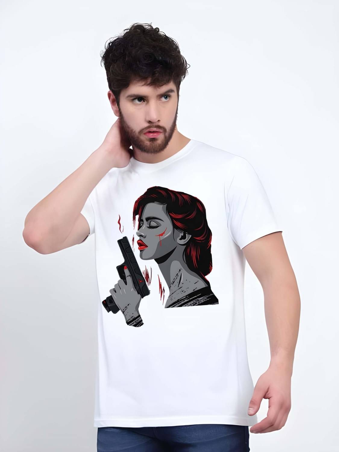     			Kaido Cotton Regular Fit Self Design Half Sleeves Men's Round T-Shirt - White ( Pack of 1 )