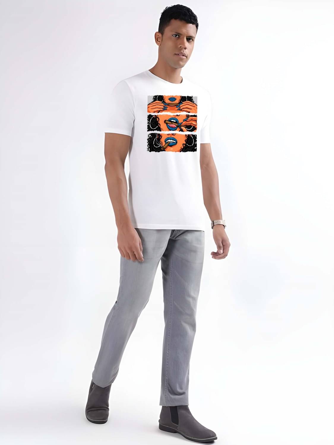 Kaido Cotton Regular Fit Self Design Half Sleeves Men's Round T-Shirt - White ( Pack of 1 ) Kaido Cotton Regular Fit Self Design Half Sleeves Men's Round T-Shirt - White ( Pack of 1 )