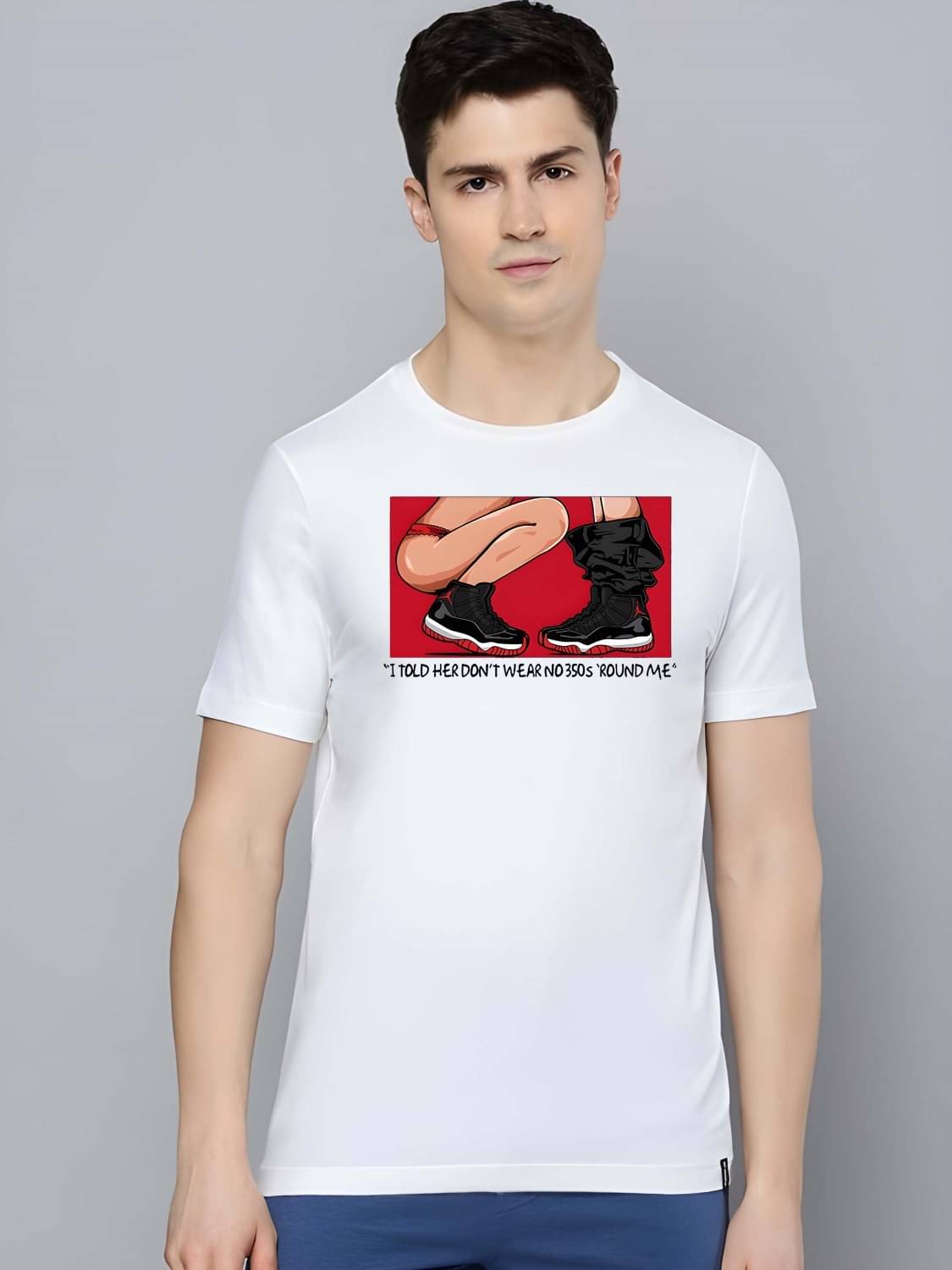     			Kaido Cotton Regular Fit Self Design Half Sleeves Men's Round T-Shirt - White ( Pack of 1 )