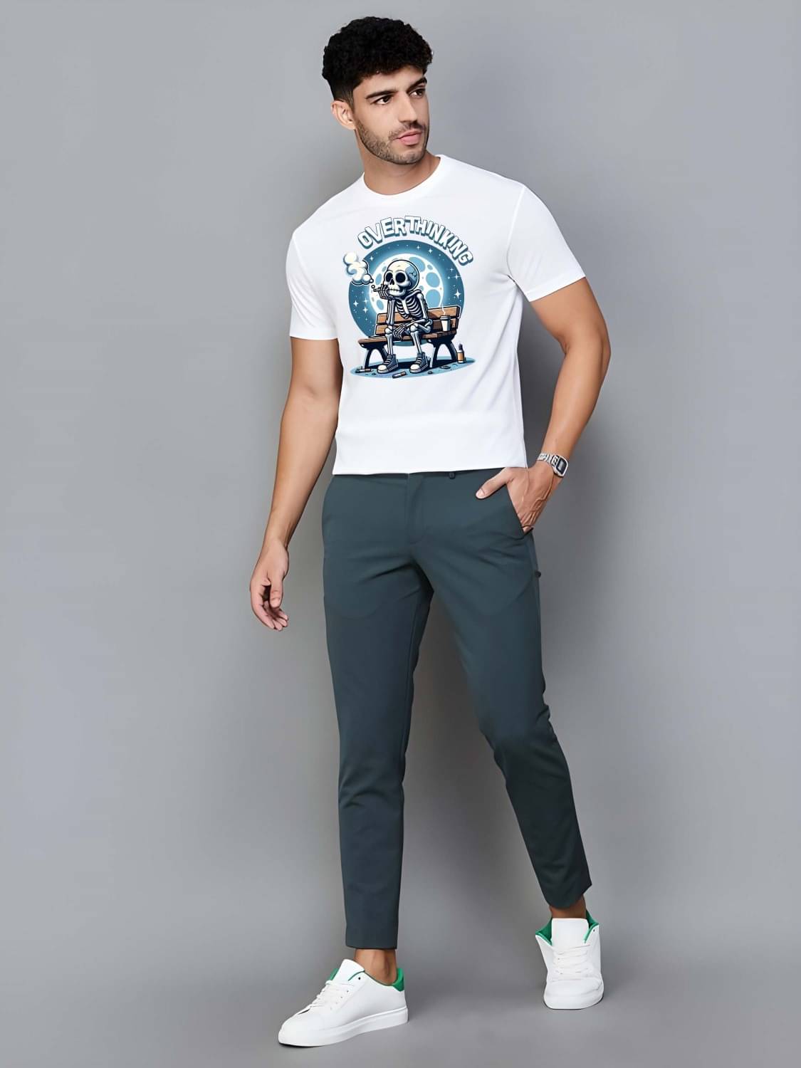 Kaido Cotton Regular Fit Self Design Half Sleeves Men's Round T-Shirt - White ( Pack of 1 ) Kaido Cotton Regular Fit Self Design Half Sleeves Men's Round T-Shirt - White ( Pack of 1 )
