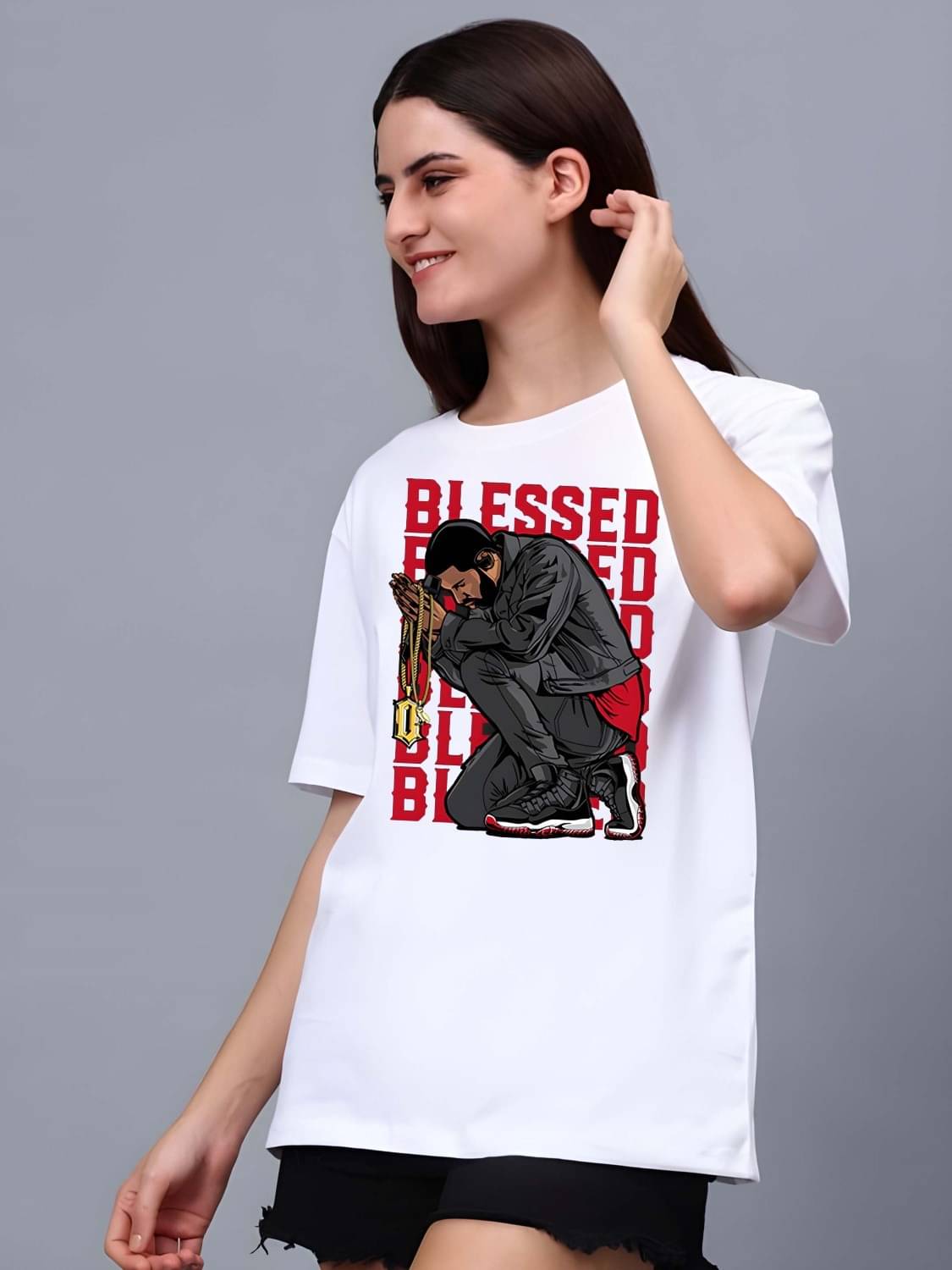 Kaido Women Cotton Self Design Regular Fit Round Neck T-Shirt ( White )     			Kaido Women Cotton Self Design Regular Fit Round Neck T-Shirt ( White )