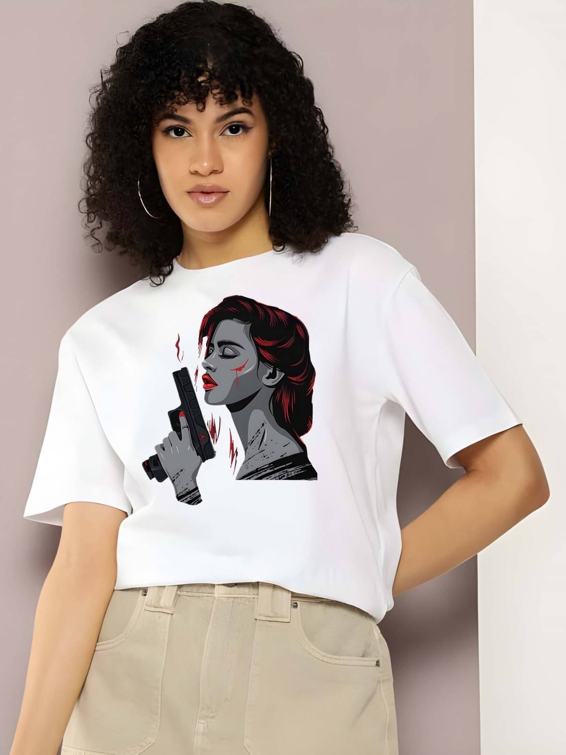Kaido Women Cotton Self Design Regular Fit Round Neck T-Shirt ( White ) Kaido Women Cotton Self Design Regular Fit Round Neck T-Shirt ( White )