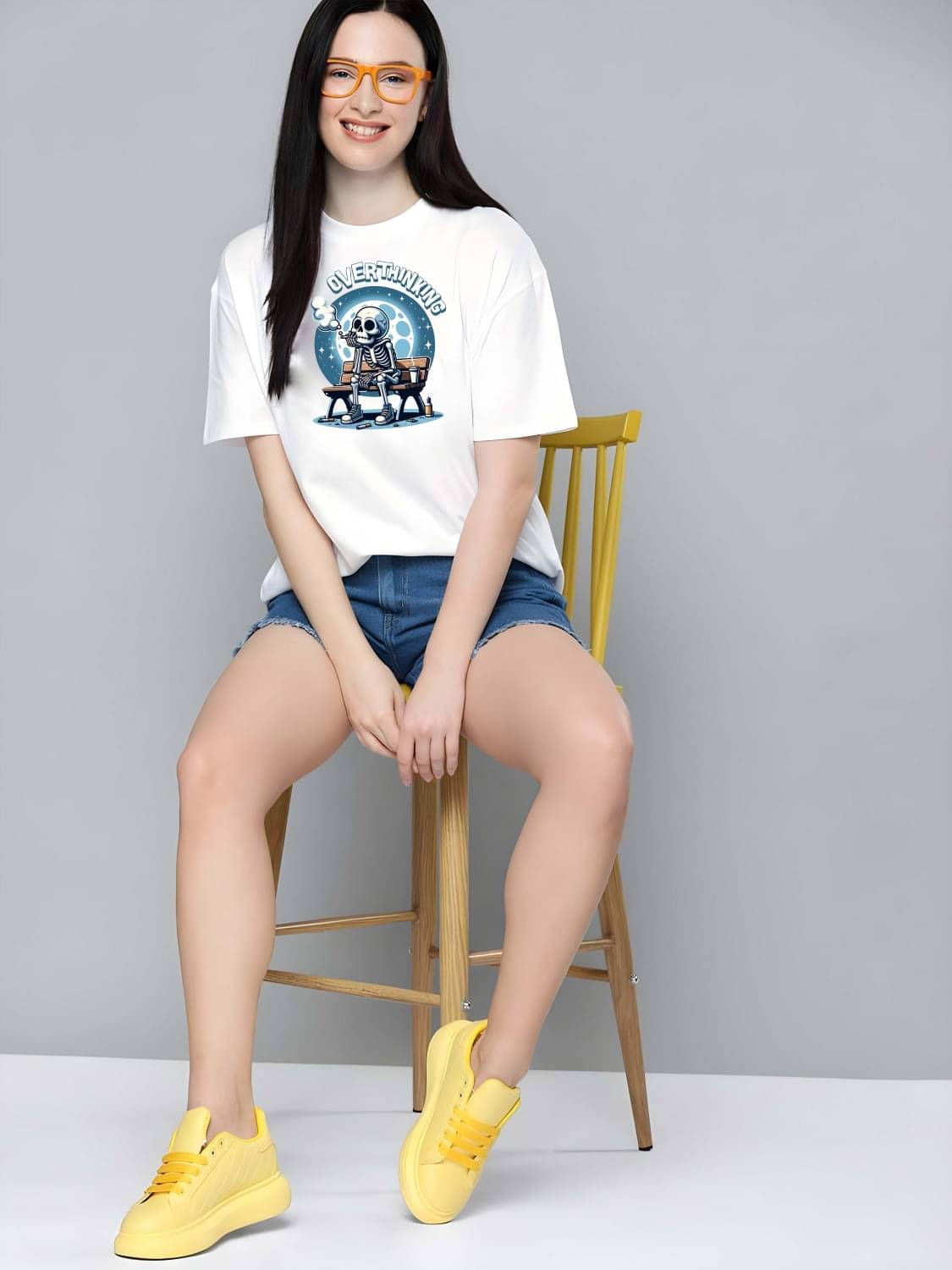Kaido Women Cotton Self Design Regular Fit Round Neck T-Shirt ( White ) Kaido Women Cotton Self Design Regular Fit Round Neck T-Shirt ( White )