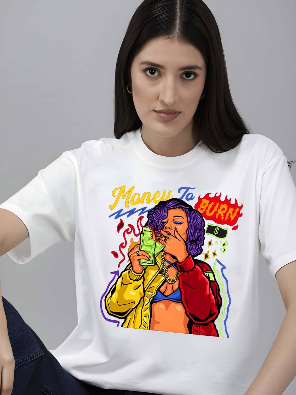 Kaido Women Cotton Self Design Regular Fit Round Neck T-Shirt ( White ) Kaido Women Cotton Self Design Regular Fit Round Neck T-Shirt ( White )