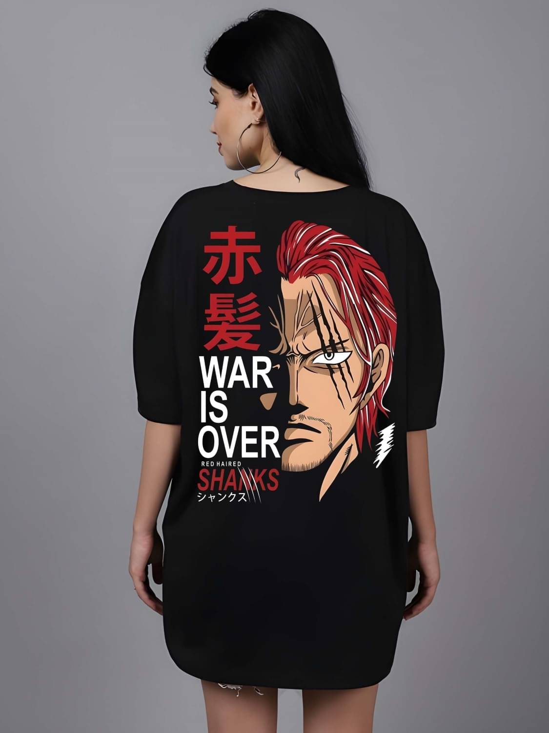 Kaido Women Cotton Self Design Oversized Fit Round Neck T-Shirt ( Black ) Kaido Women Cotton Self Design Oversized Fit Round Neck T-Shirt ( Black )