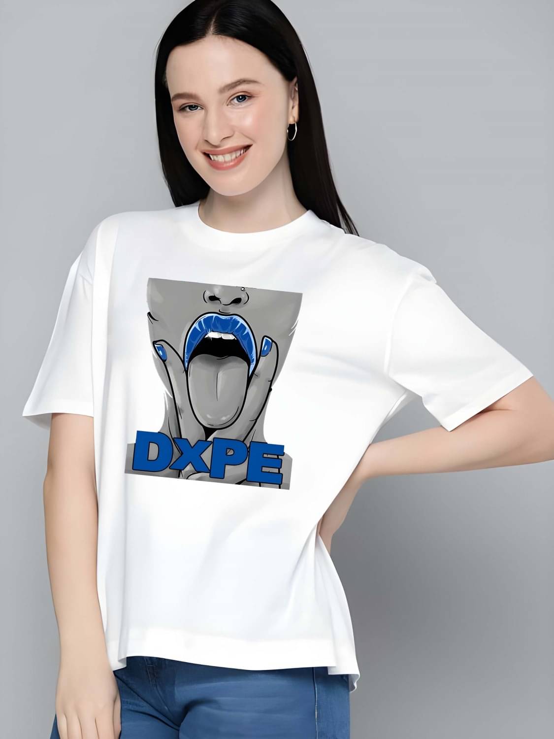 Kaido Women Cotton Self Design Regular Fit Round Neck T-Shirt ( White )     			Kaido Women Cotton Self Design Regular Fit Round Neck T-Shirt ( White )