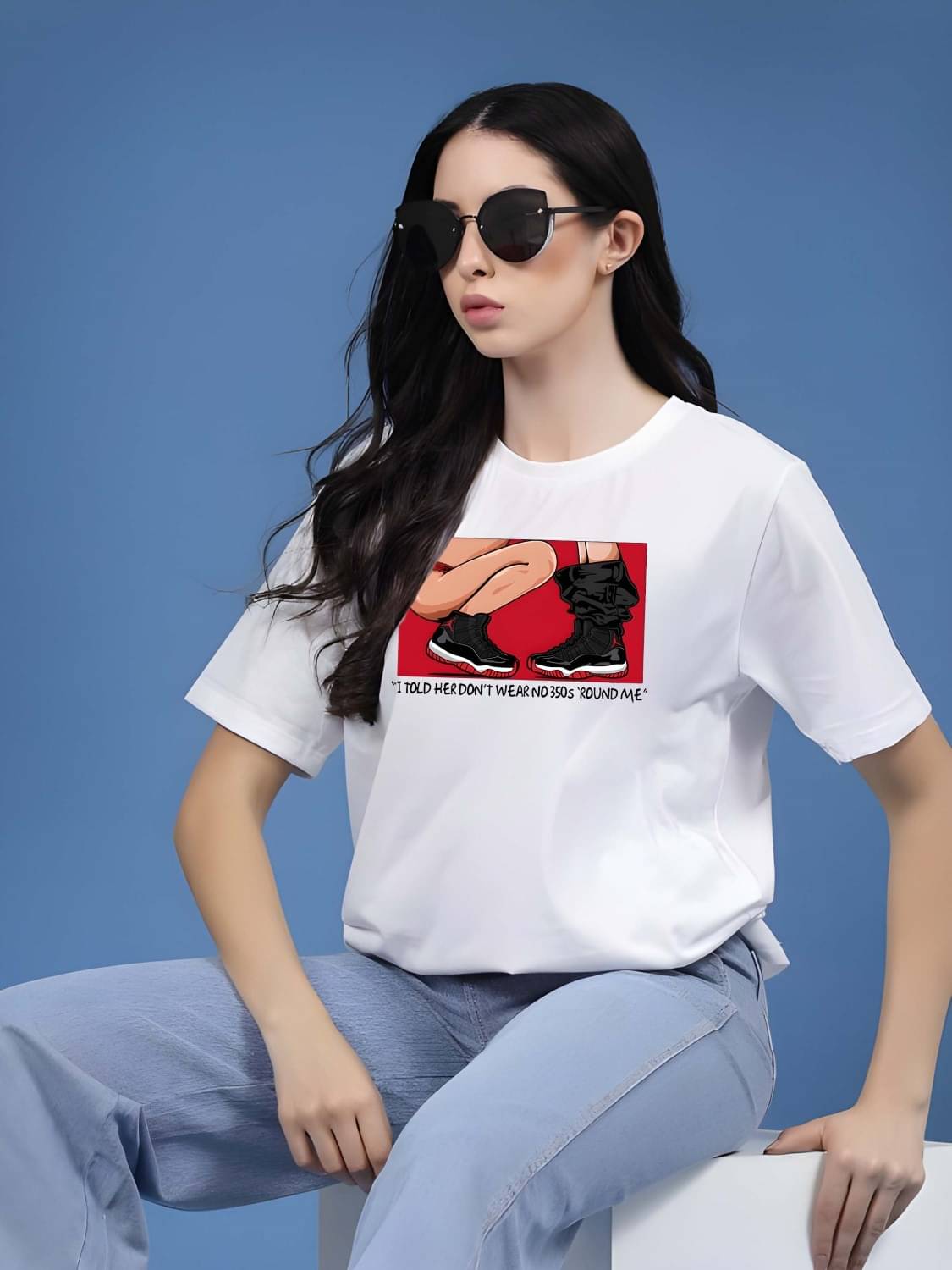 Kaido Women Cotton Self Design Regular Fit Round Neck T-Shirt ( White )     			Kaido Women Cotton Self Design Regular Fit Round Neck T-Shirt ( White )