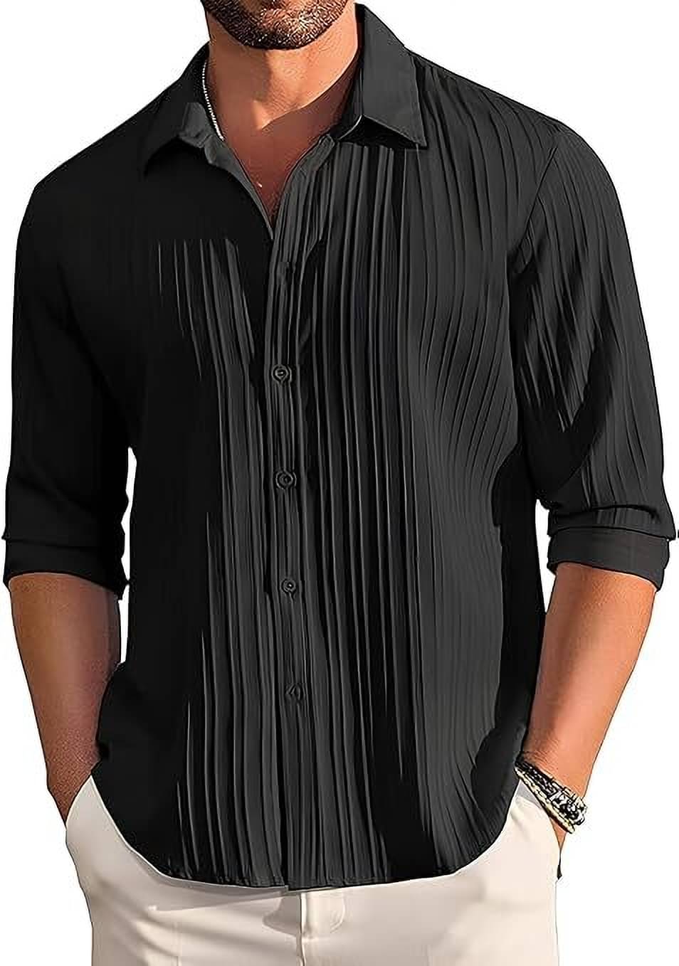 Kintu Parantu Polyester Regular Fit Self Design Full Sleeves Men's Casual Shirt - Black ( Pack of 1 ) Kintu Parantu Polyester Regular Fit Self Design Full Sleeves Men's Casual Shirt - Black ( Pack of 1 )