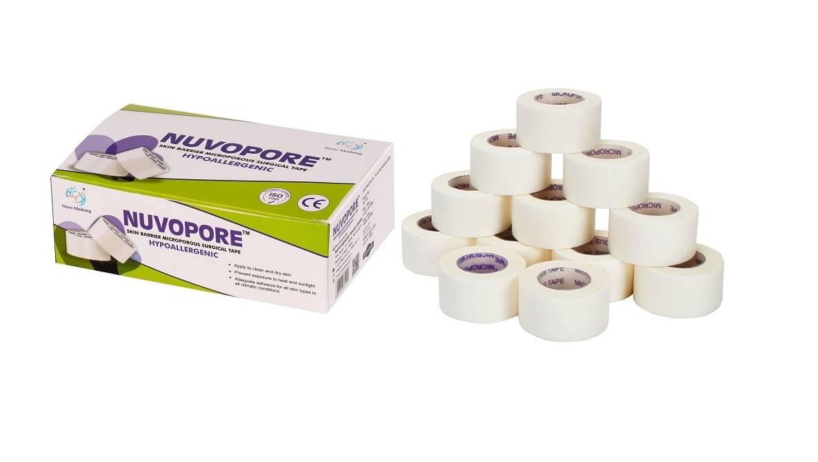 NUVO MEDSURG NUVOPORE 25 Mm X 9.1 Mtr (12 Rolls) - 1 Box Surgical Tapes     			NUVO MEDSURG NUVOPORE 25 Mm X 9.1 Mtr (12 Rolls) - 1 Box Surgical Tapes