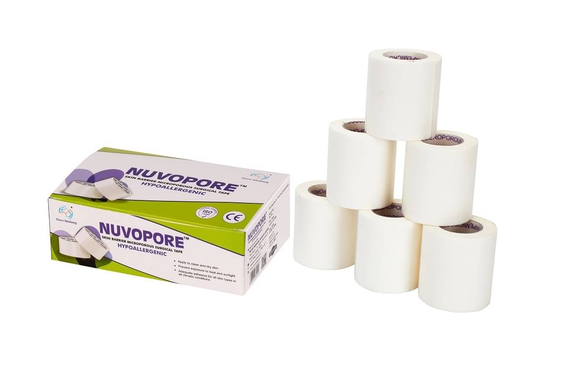 NUVO MEDSURG NUVOPORE 50 Mm X 9.1 Mtr (6 Rolls) -1 Box Surgical Tapes     			NUVO MEDSURG NUVOPORE 50 Mm X 9.1 Mtr (6 Rolls) -1 Box Surgical Tapes