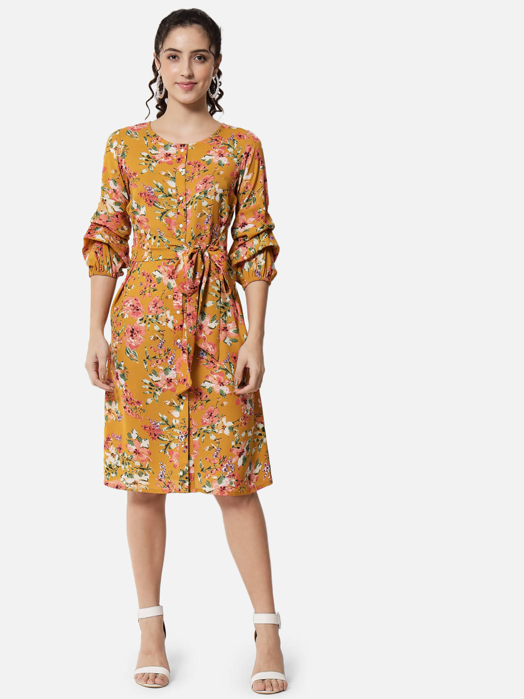 OTIRA Women Crepe Printed Shift Dress ( Multicolor ) OTIRA Women Crepe Printed Shift Dress ( Multicolor )