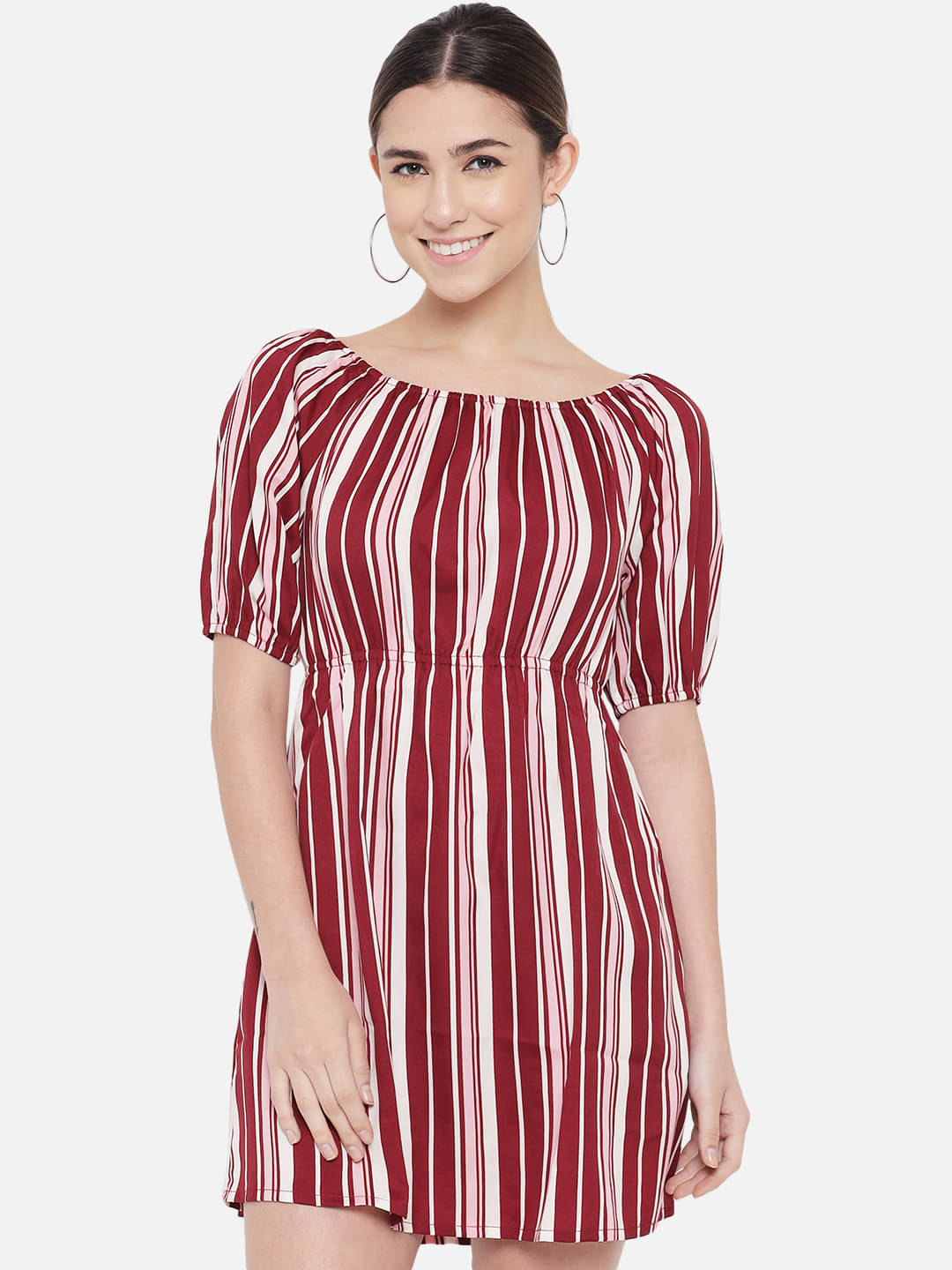     			OTIRA Crepe Striped Mini Women's A-line Dress - Multicolor ( Pack of 1 )