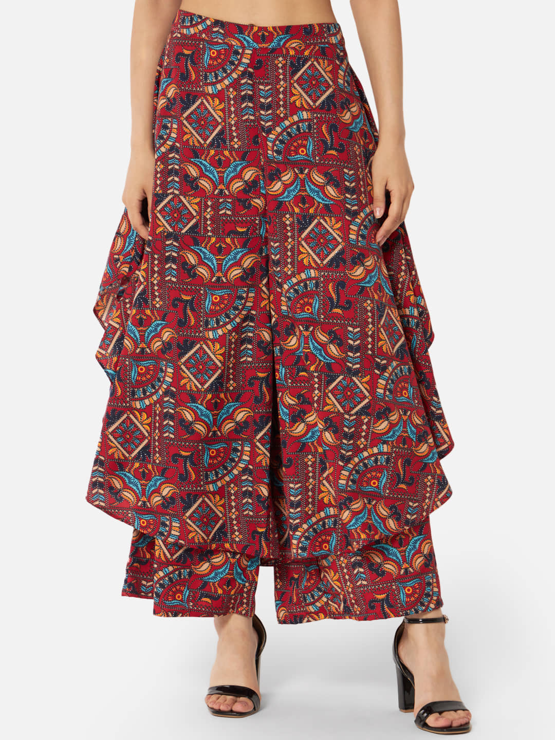 OTIRA Pack of 1 Crepe Flared Women's Palazzos ( Multicolor )